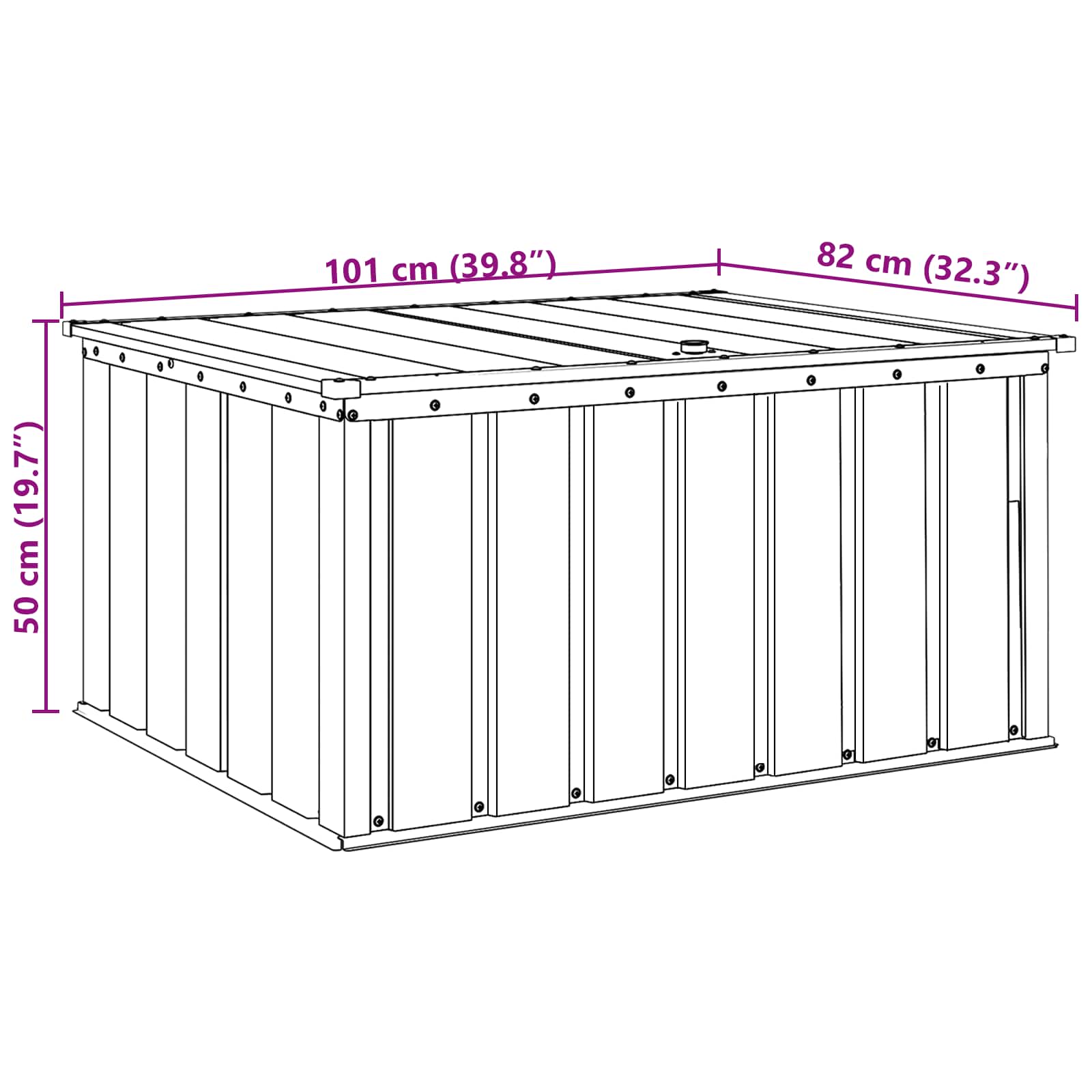 Kutija za spremanje u vrtu Crna 101 x 82 x 50 cm Čelik