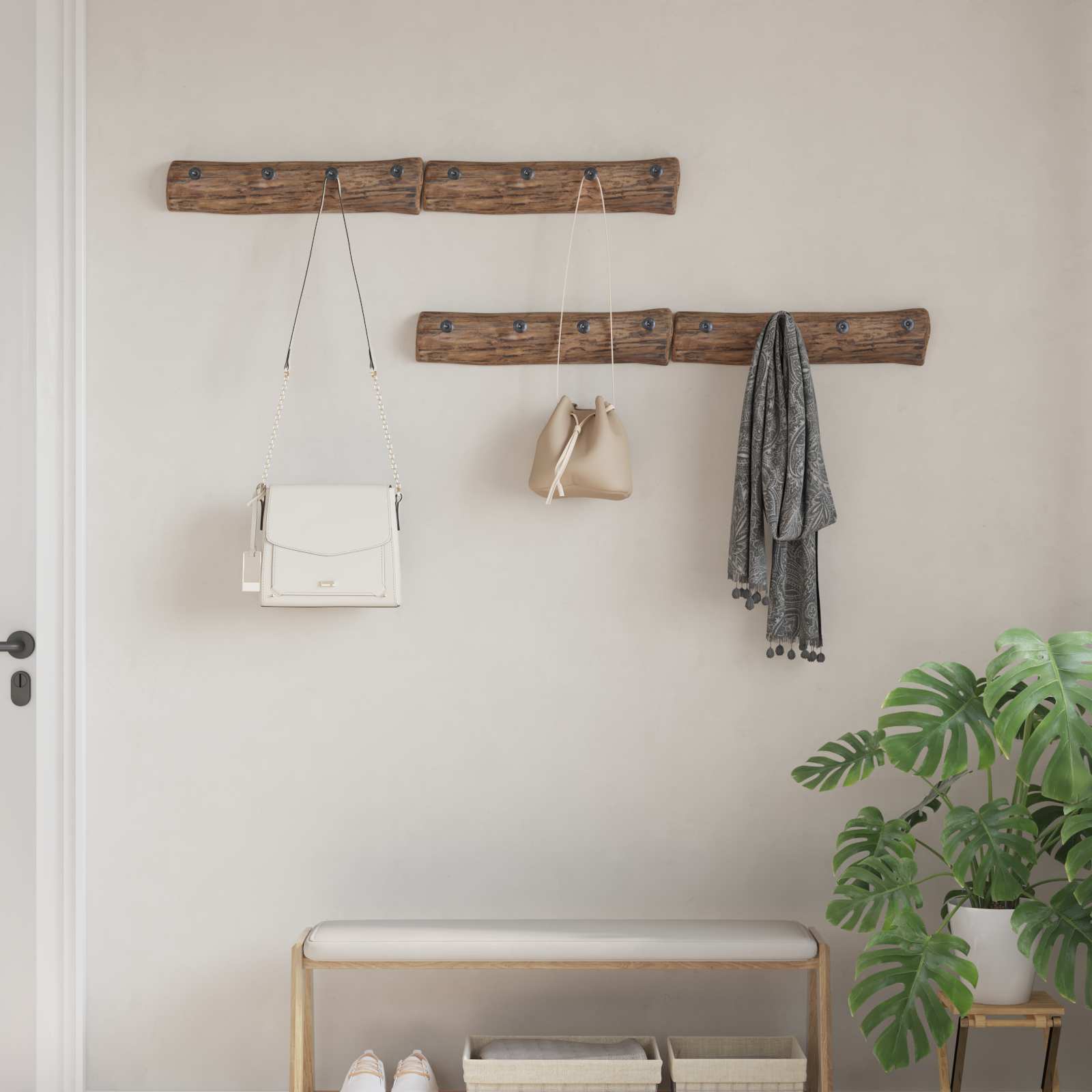 Vješalica Smeđa 50 x 8 x 12 cm Čvrsto drvo iz reciklaže