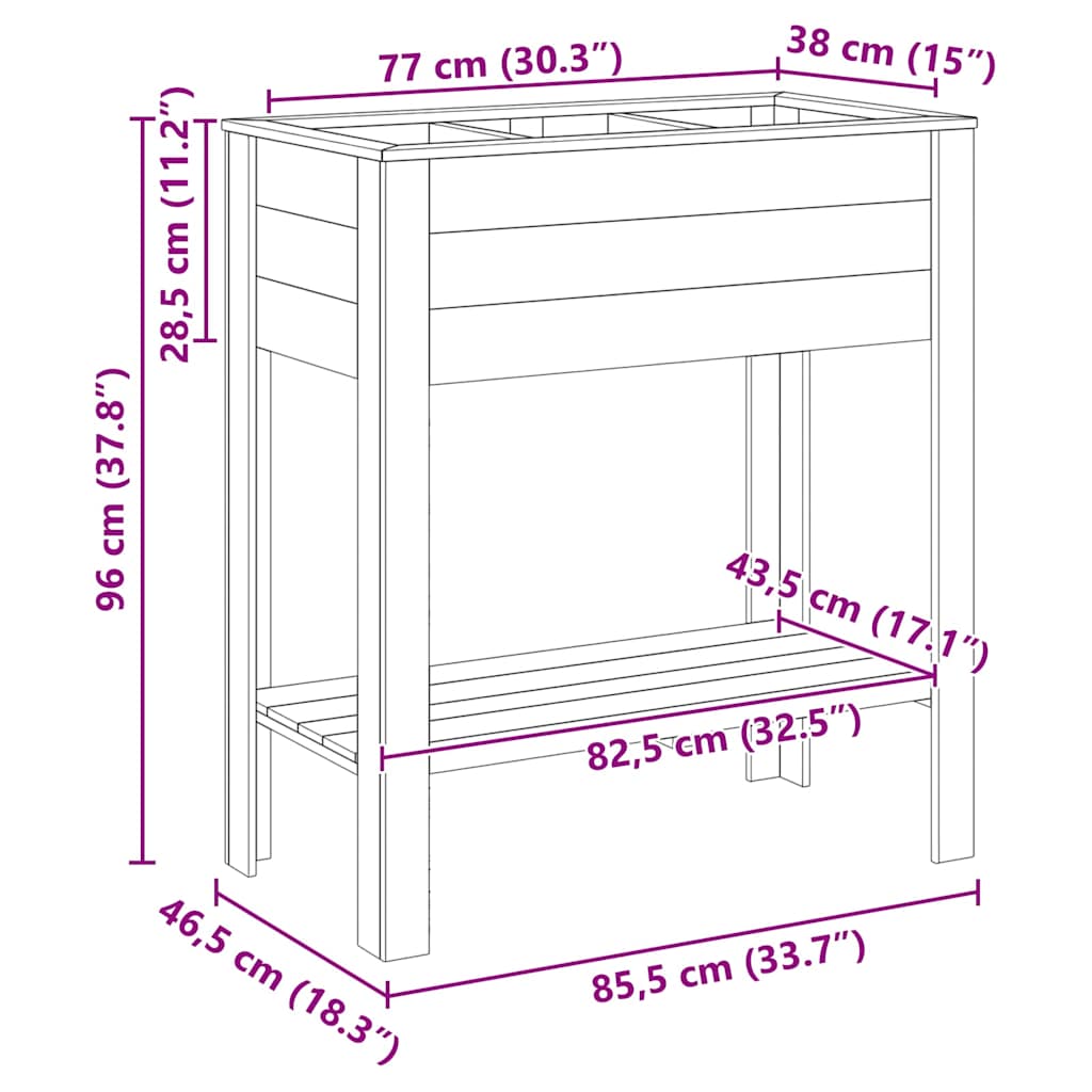 Visoki saksija Smeđa 85,5 x 46,5 x 96 cm Impregnirana borovina