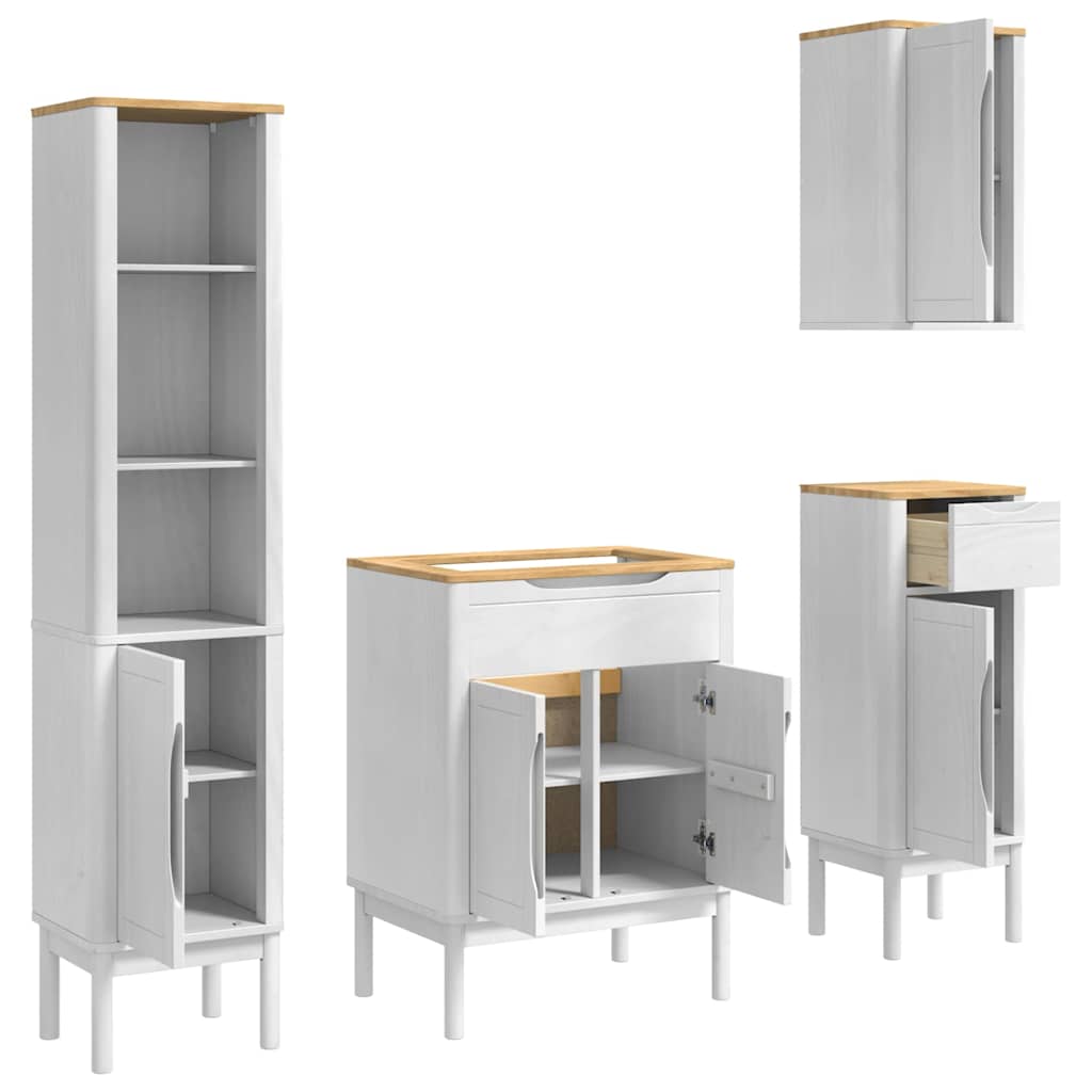 Set namještaja za kupaonicu s ladicama Zidne FLORO 4 pcs Bijelo