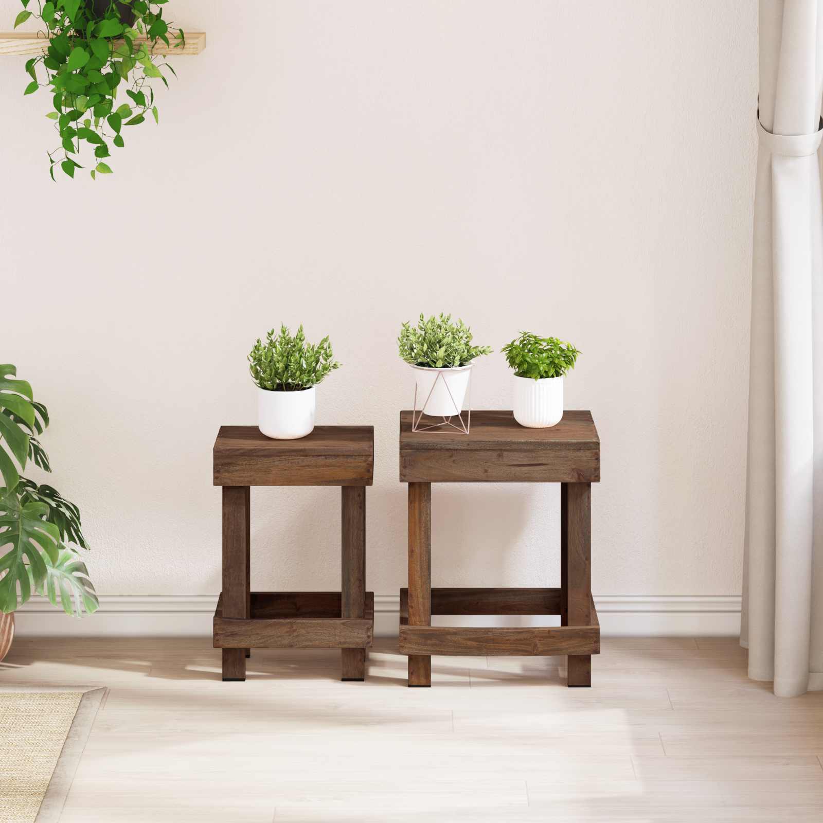 Stalak za biljke 2 pcs Smeđa 70 x 11 x 27 cm Drvo od mahagonija
