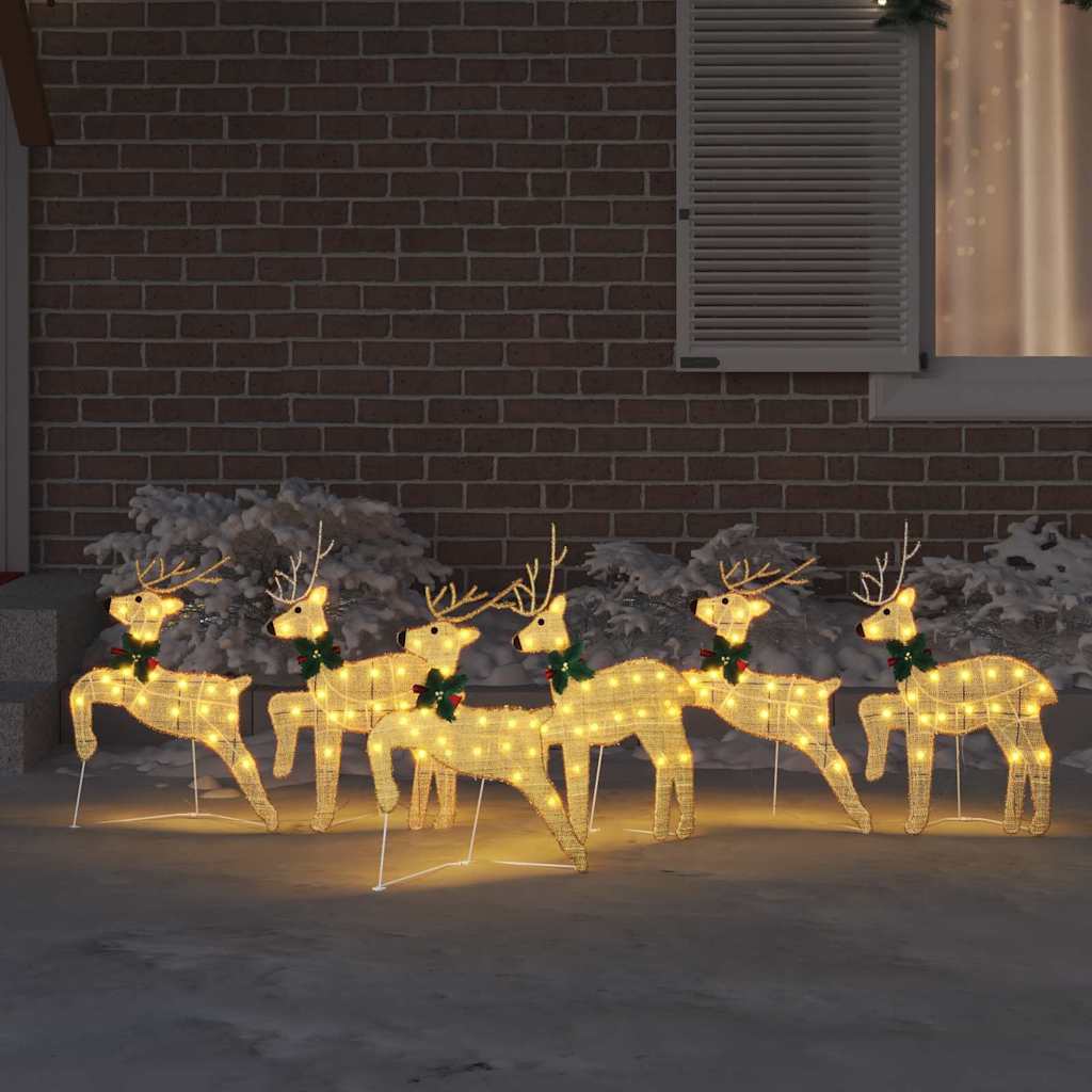 LED Riječni jeleni 6 pcs Zlatno tkanina