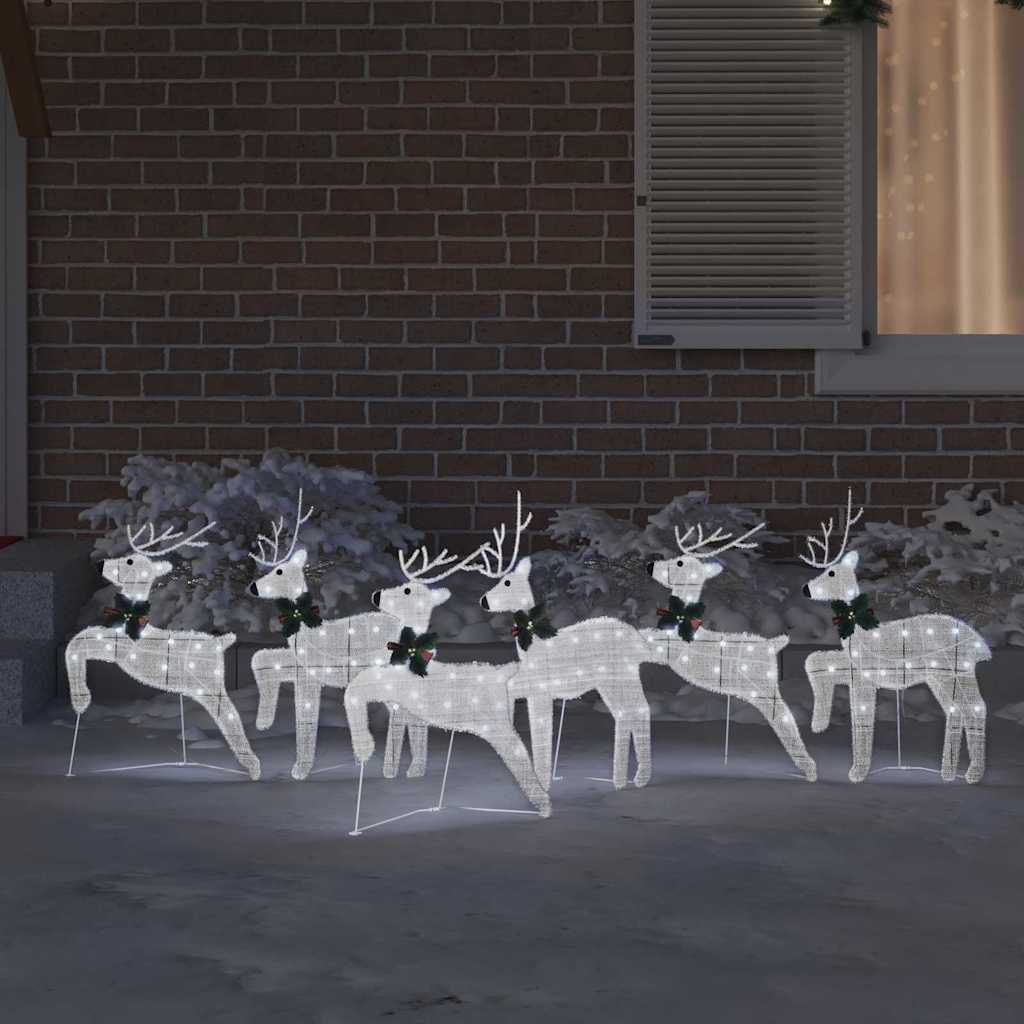LED Riječni jeleni 6 pcs Srebrno tkanina