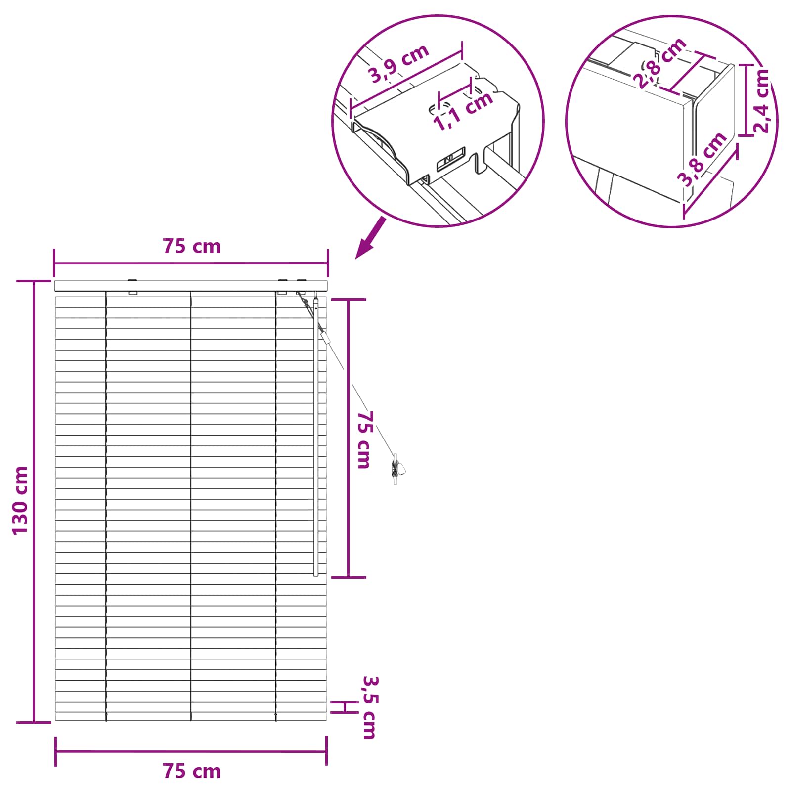 Venecijanska roleta Izgled hrasta 75 x 130 cm 35 mm