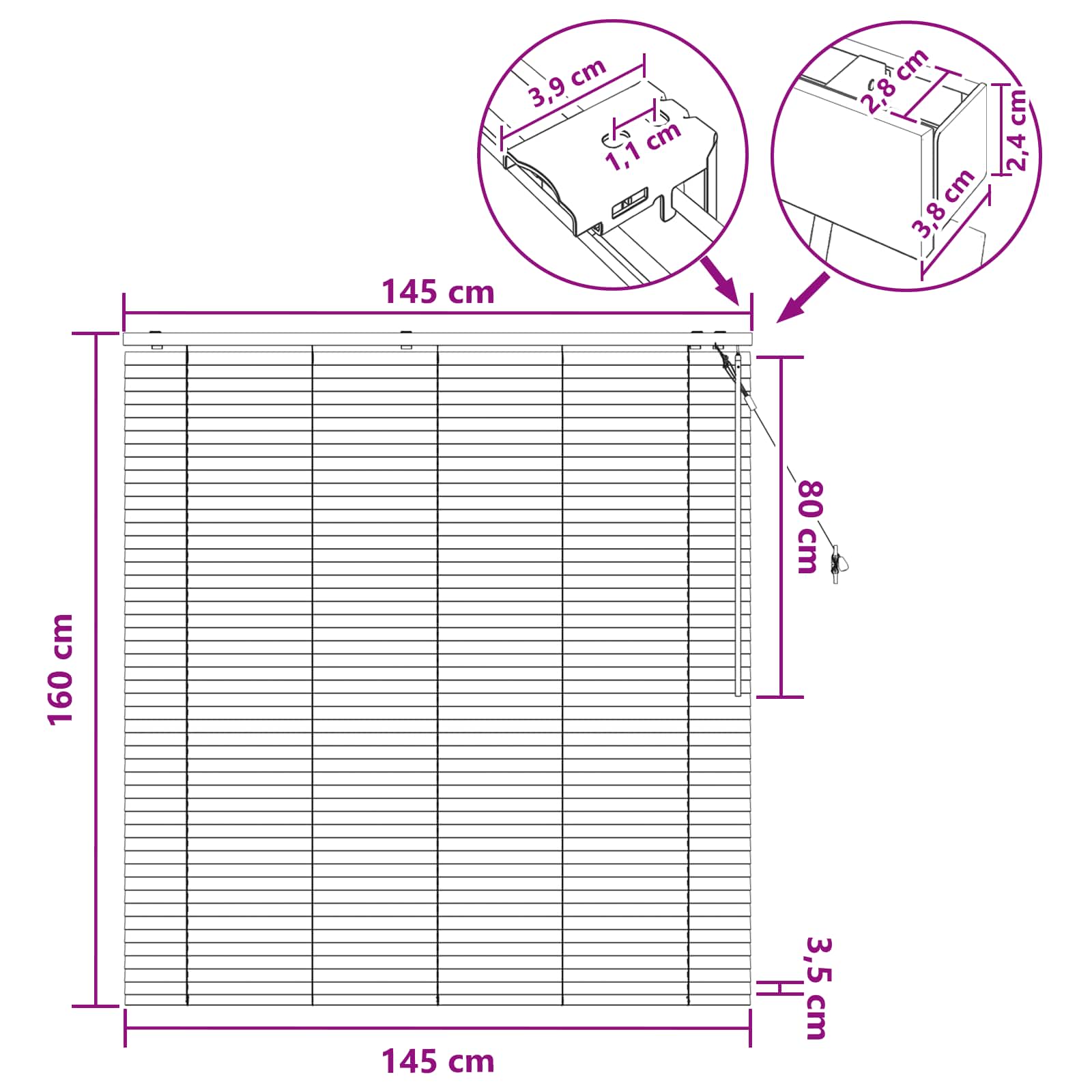Venecijanska roleta Izgled hrasta 145 x 160 cm 35 mm