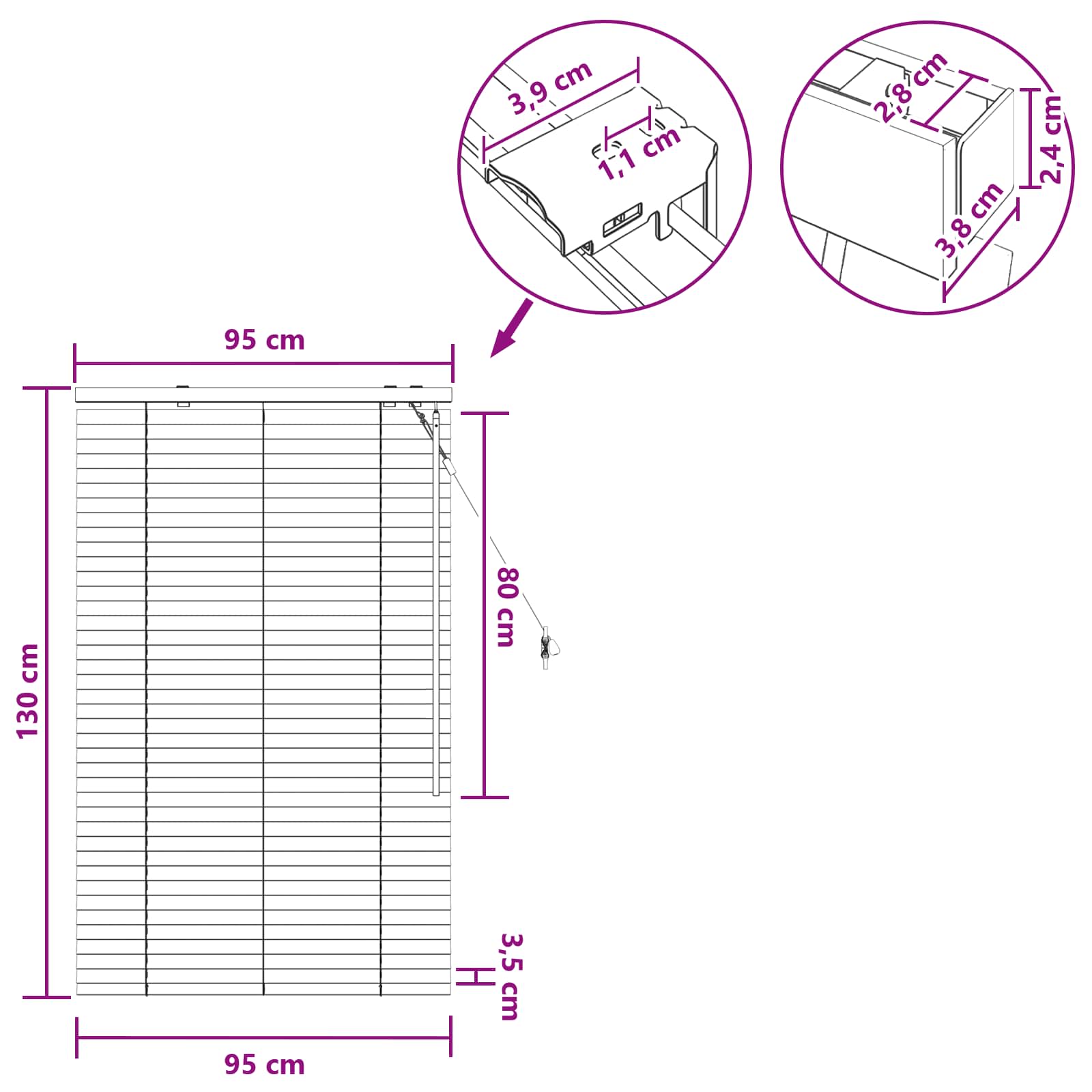 Venecijanska roleta Crna 95 x 130 cm 35 mm