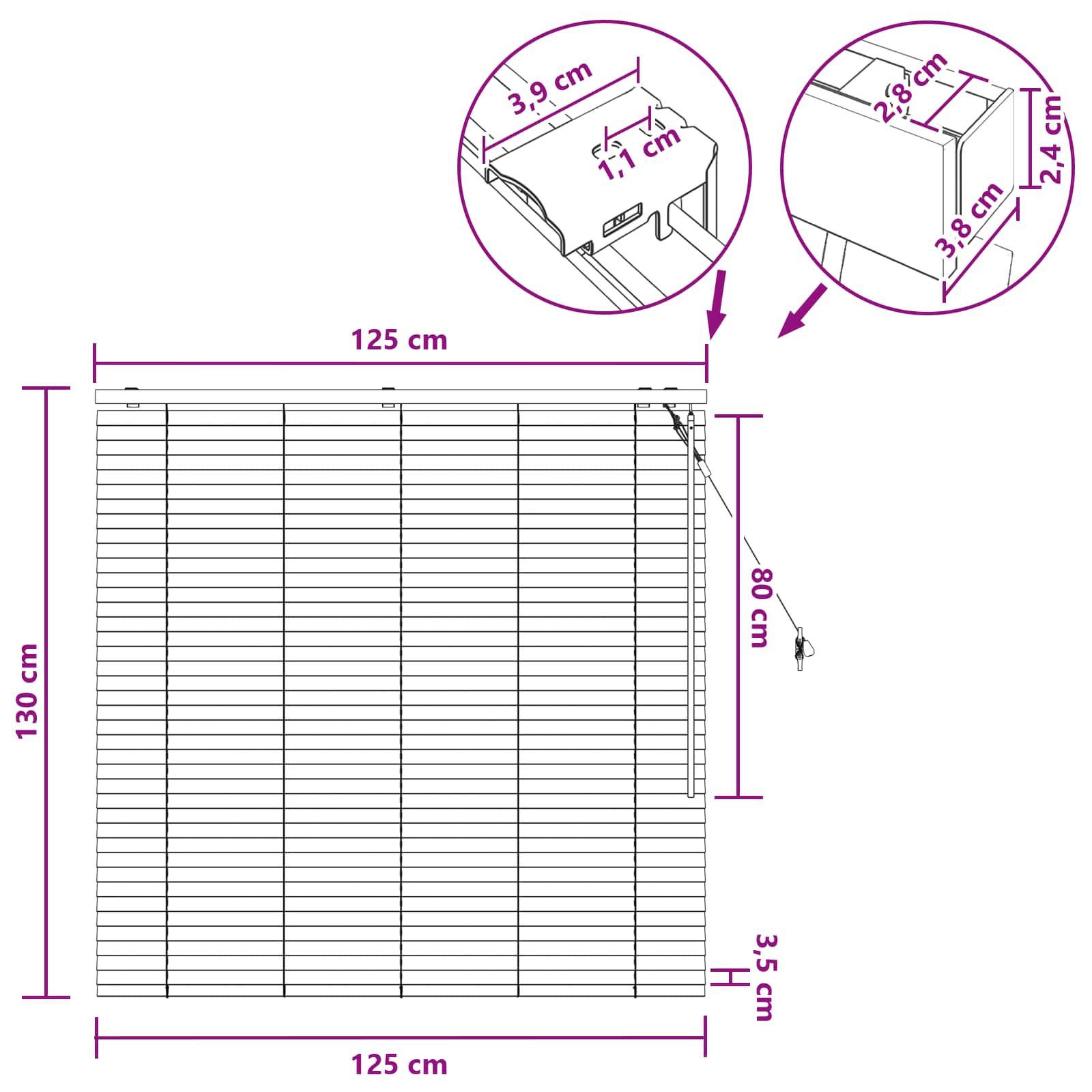 Venecijanska roleta Crna 125 x 130 cm 35 mm