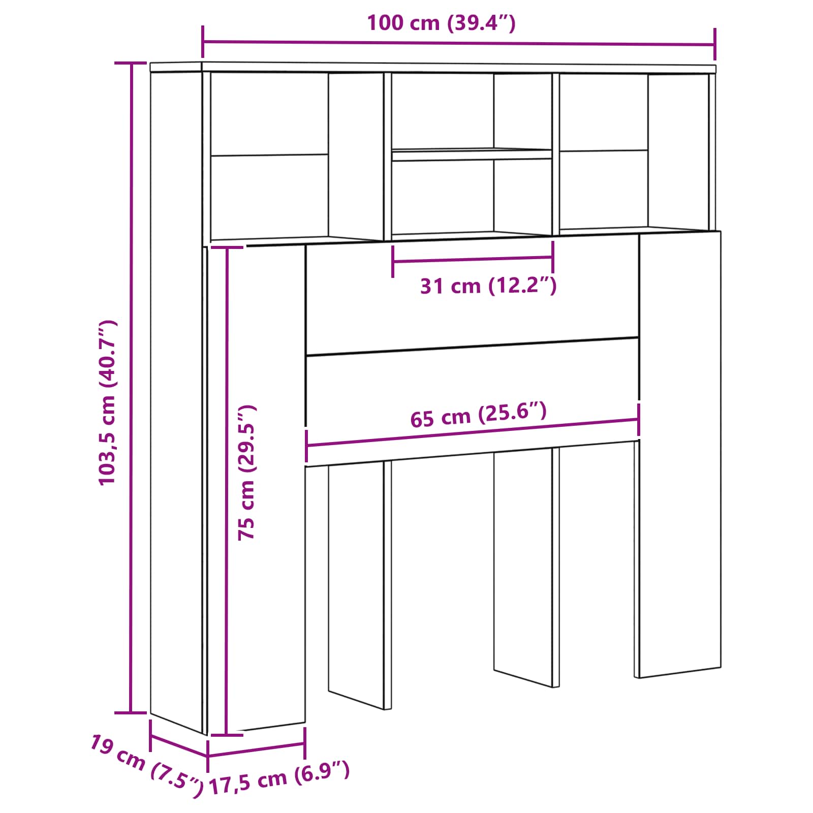 Glava kreveta s ormarićem Zidne Crni hrast 100 x 19 x 103,5 cm