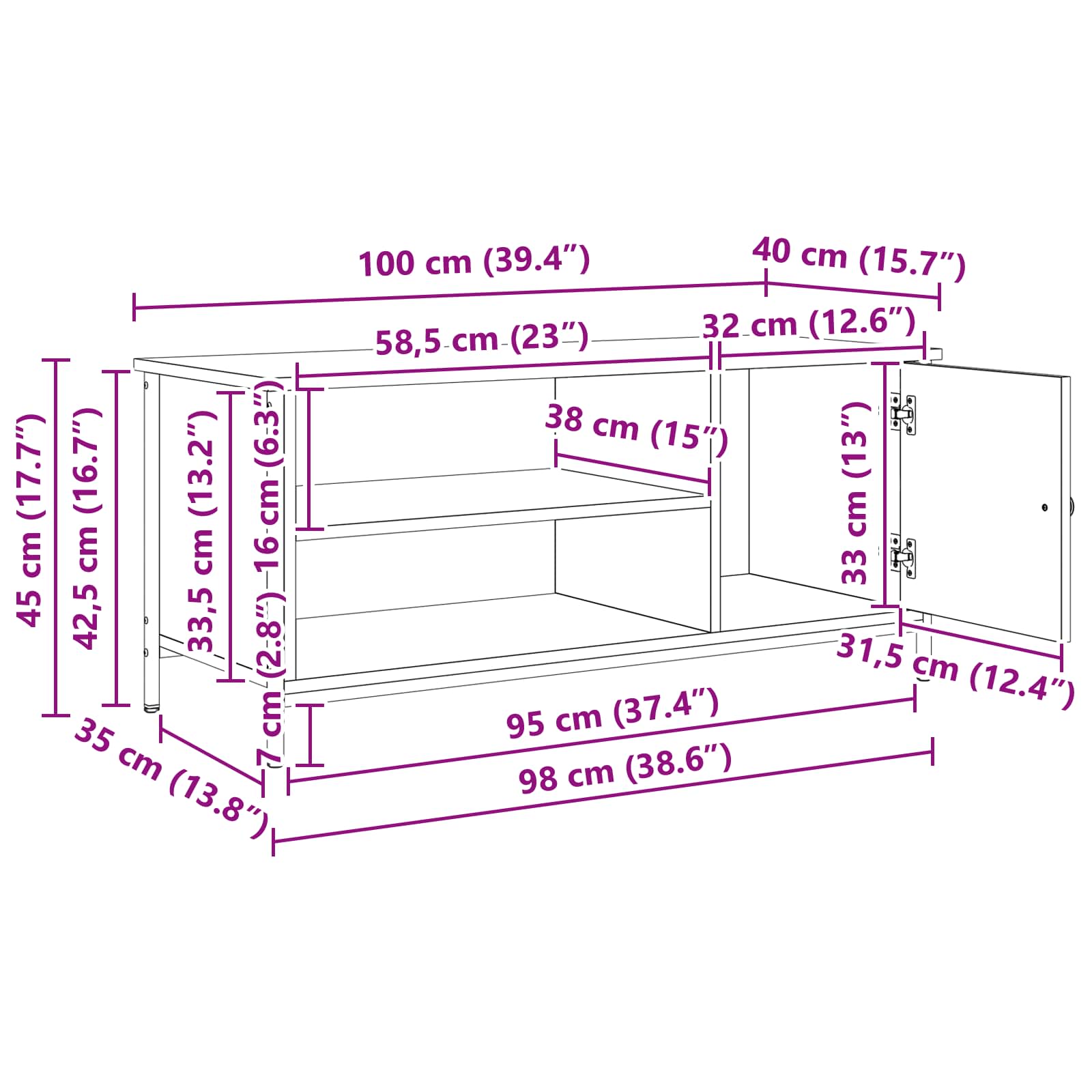 TV ormar Crni hrast 100 x 40 x 45 cm Konstruirano drvo