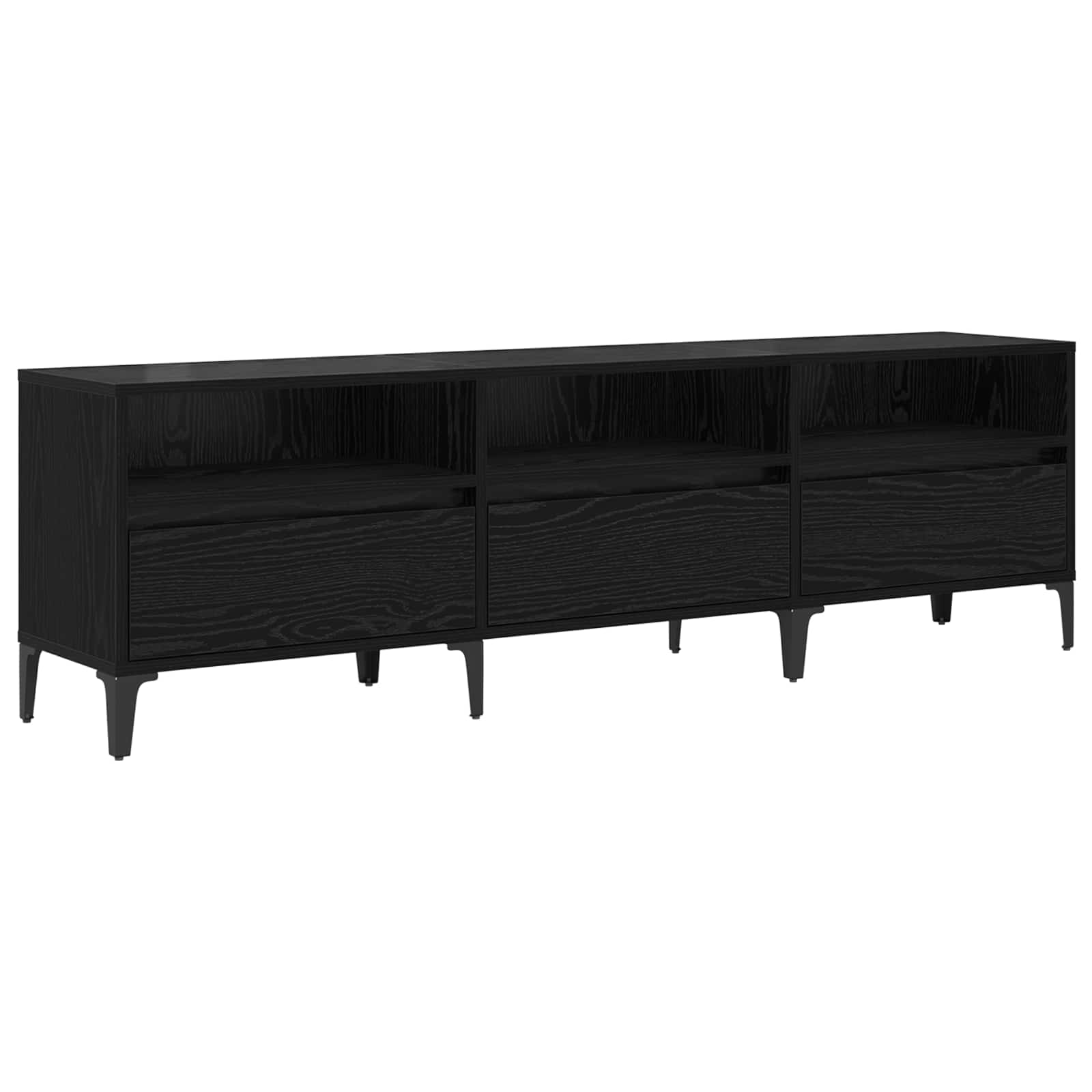 TV ormar Crni hrast 150 x 30 x 45 cm Obrađeno drvo i čelik