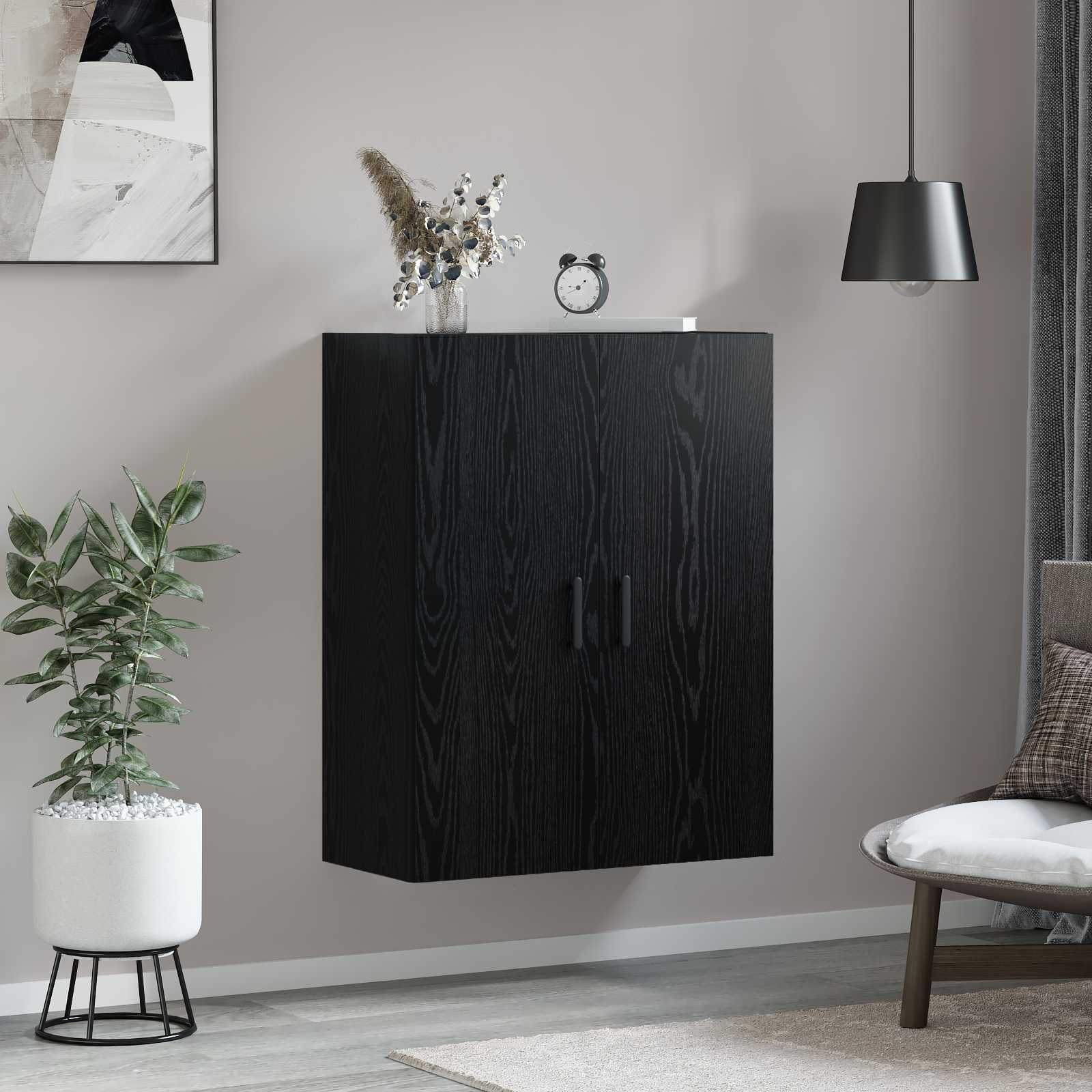 Ormar za Zid Crni hrast 69,5 x 34 x 90 cm Konstruirano drvo