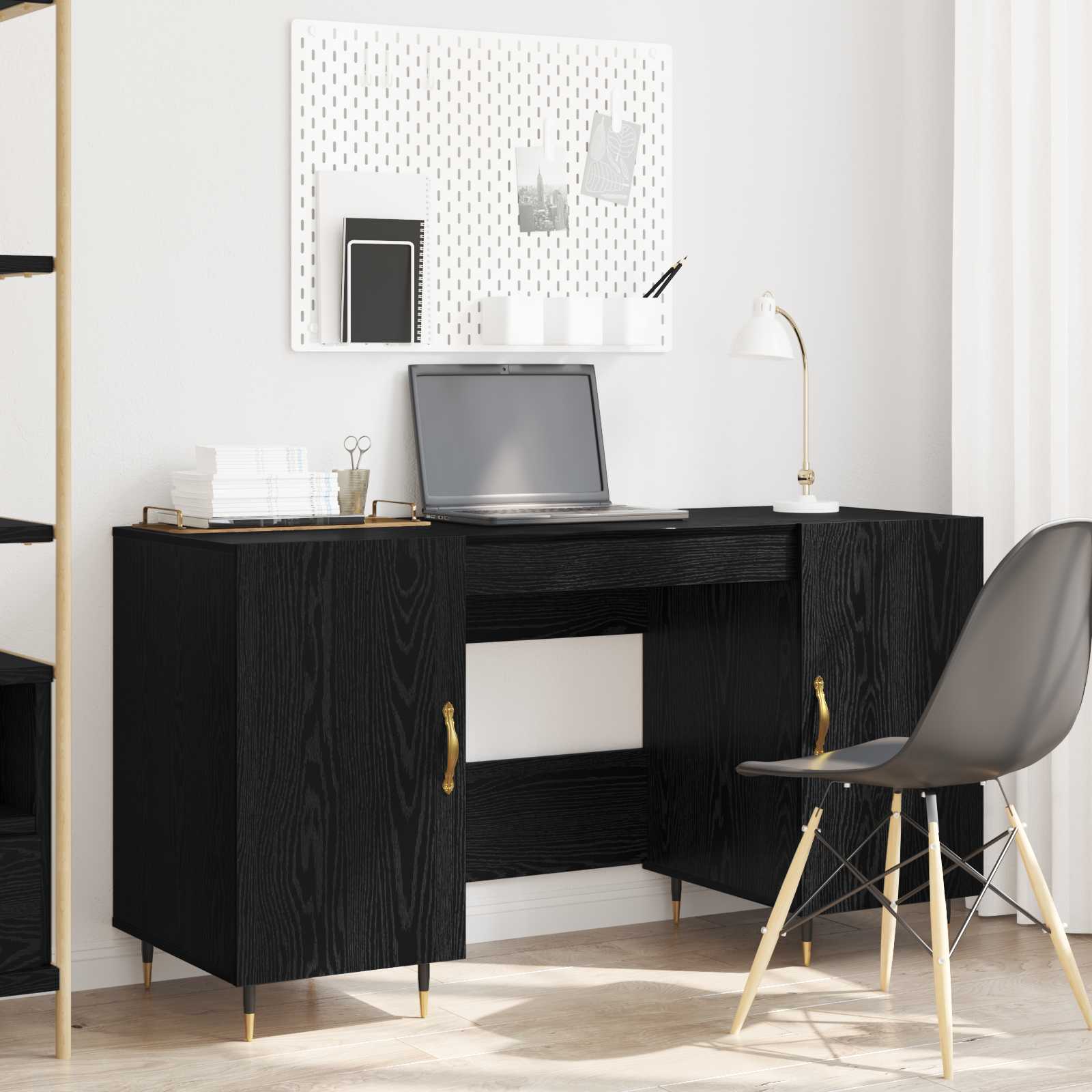 Stol s policom Crni hrast 140 x 50 x 75 cm Konstruirano drvo