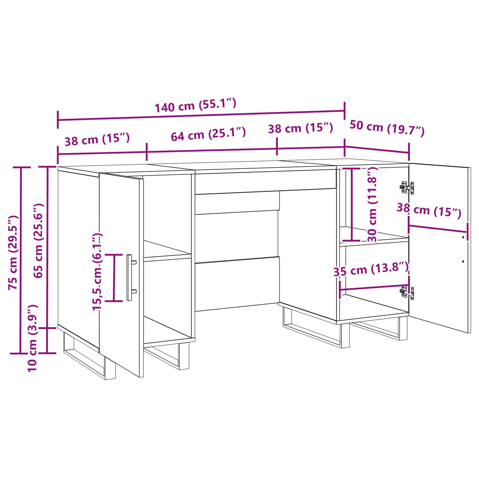 Stol s policom Staro drvo 140 x 50 x 75 cm Konstruirano drvo