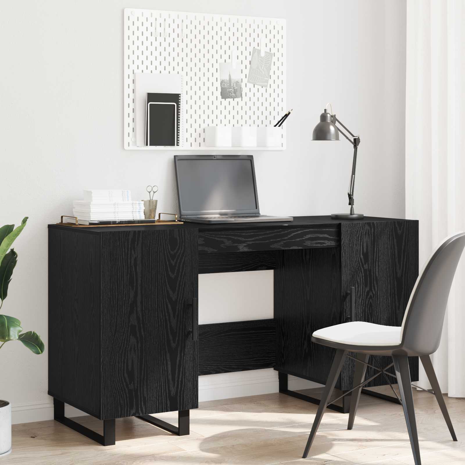 Stol s policom Crni hrast 140 x 50 x 75 cm Konstruirano drvo