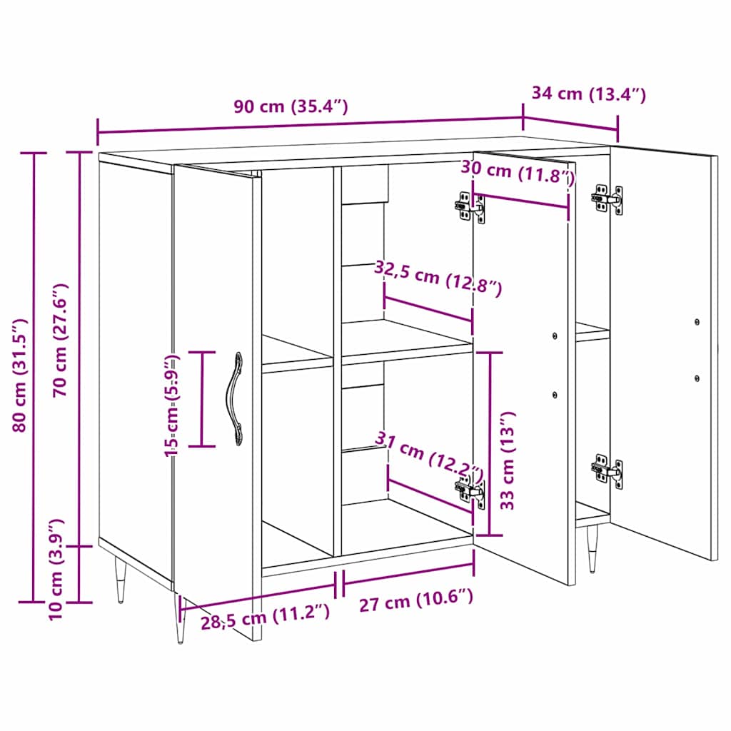 Kreveta Umjetnički hrast 90 x 34 x 80 cm Konstruirano drvo
