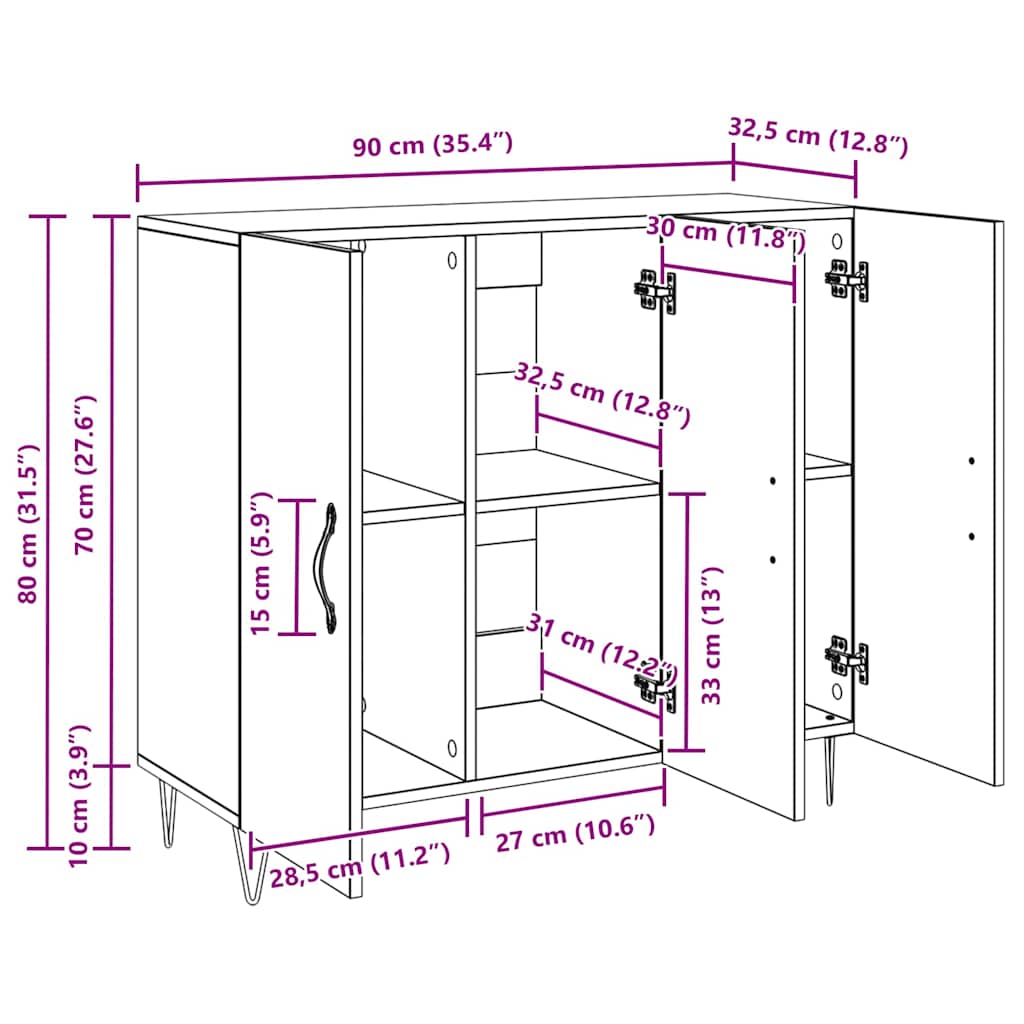 Kreveta Crni hrast 90 x 32,5 x 80 cm Konstruirano drvo