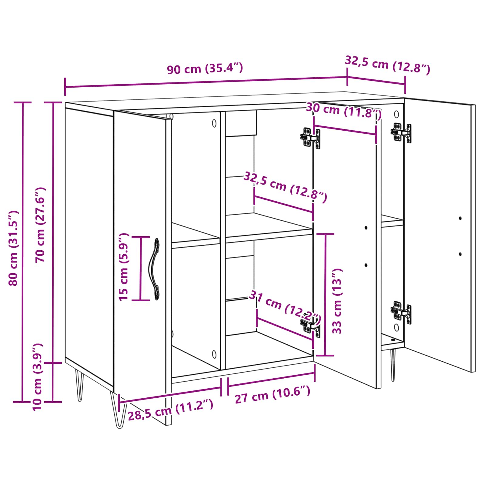 Kreveta Crni hrast 90 x 32,5 x 80 cm Konstruirano drvo