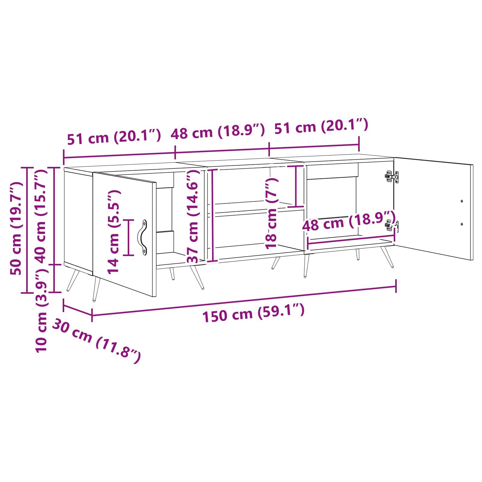 TV ormar Crni hrast 150 x 30 x 50 cm Konstruirano drvo