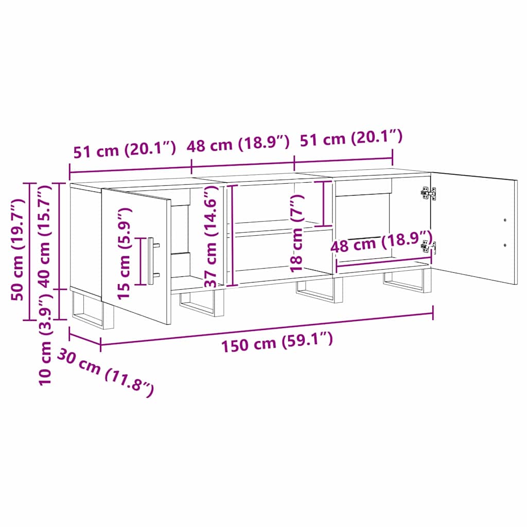 TV ormar Umjetnički hrast 150 x 30 x 50 cm Konstruirano drvo
