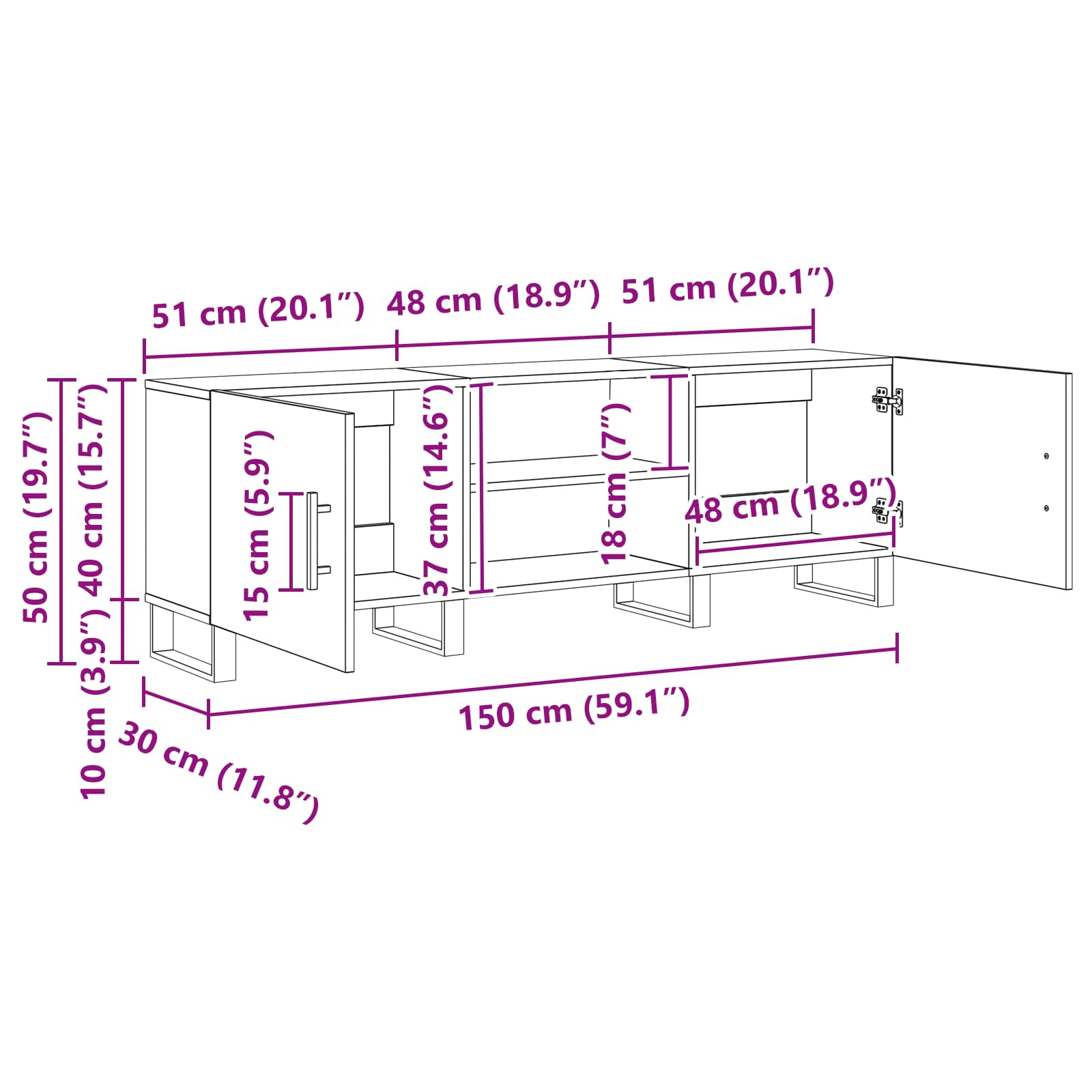 TV ormar Crni hrast 150 x 30 x 50 cm Konstruirano drvo