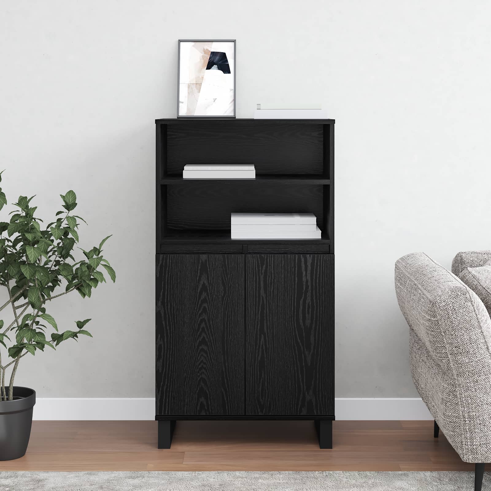 Highboard Crna 60 x 36 x 110 cm Konstruirano drvo