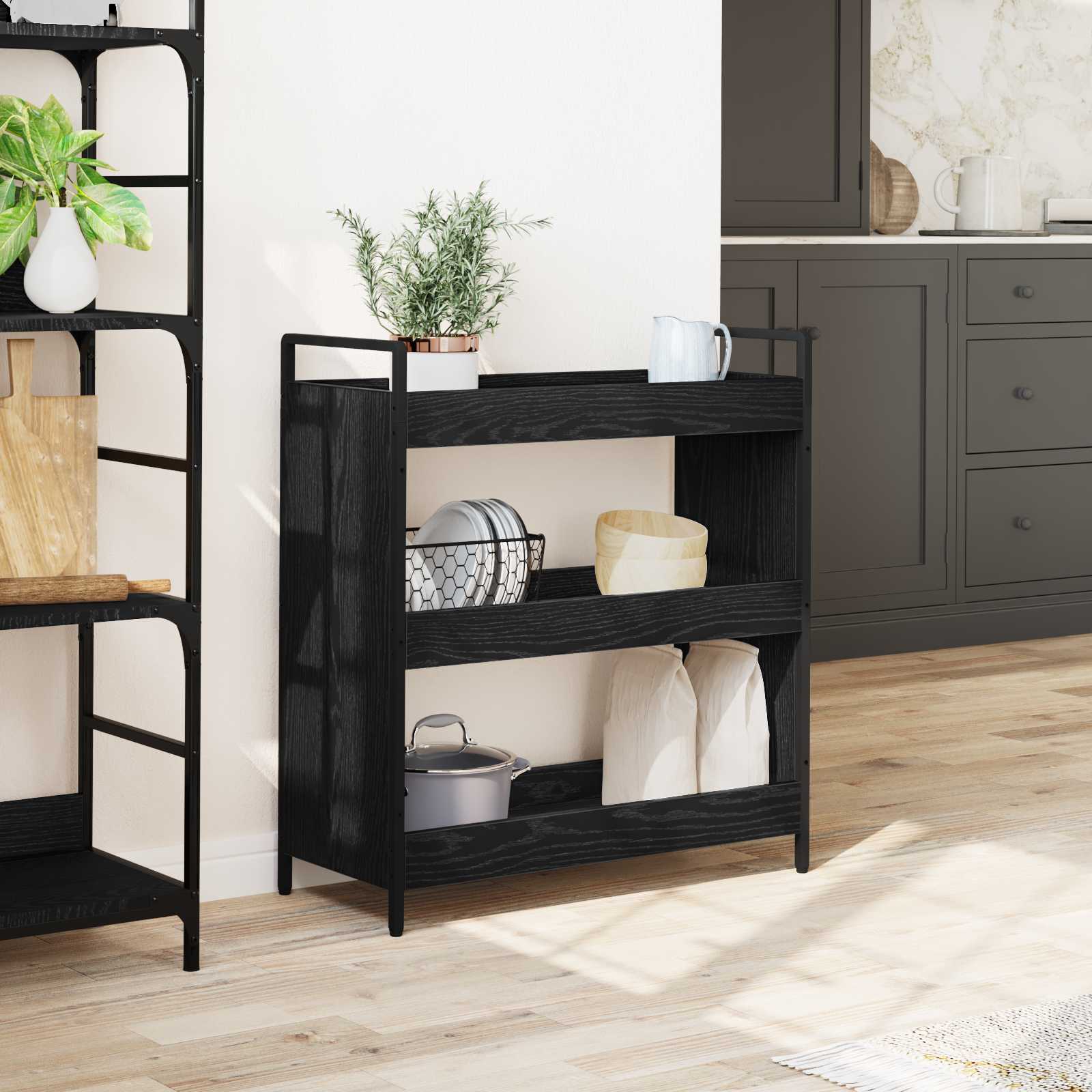Kuhinjski kolica Crni hrast 70 x 30 x 82 cm Konstruirano drvo