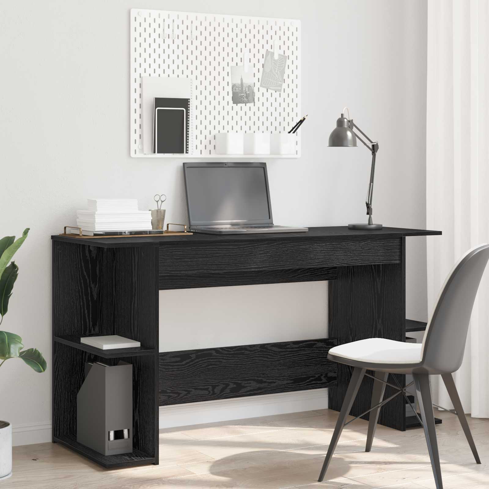 Stol s policom Crni hrast 140 x 50 x 75 cm Konstruirano drvo