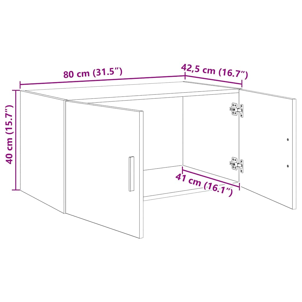 Ormar za Zid Crni hrast 80 x 42.5 x 40 cm Konstruirano drvo