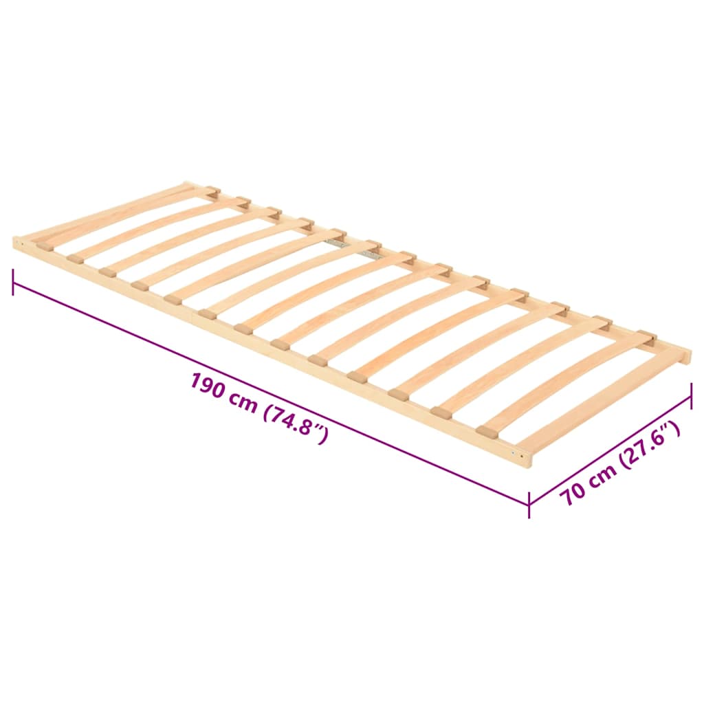 Ležaj s letvicama Smeđa 70 x 190 cm Čvrsto drvo bukve