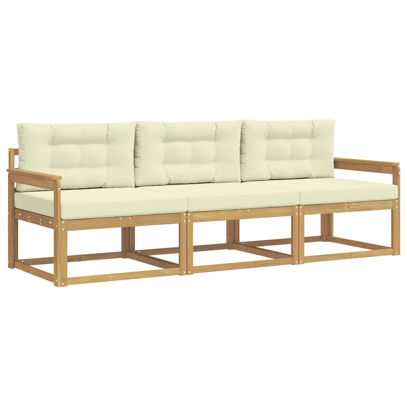 Set vanjskih sofa s jastukom 3 pcs Bijela i krem Poliester