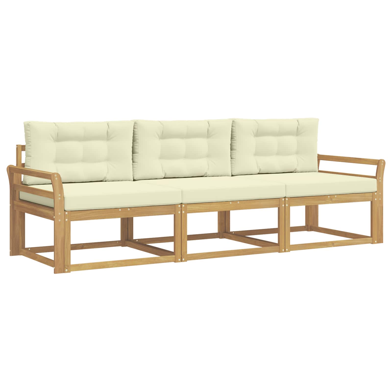 Set vanjskih sofa s jastukom 3 pcs Bijela i krem Poliester