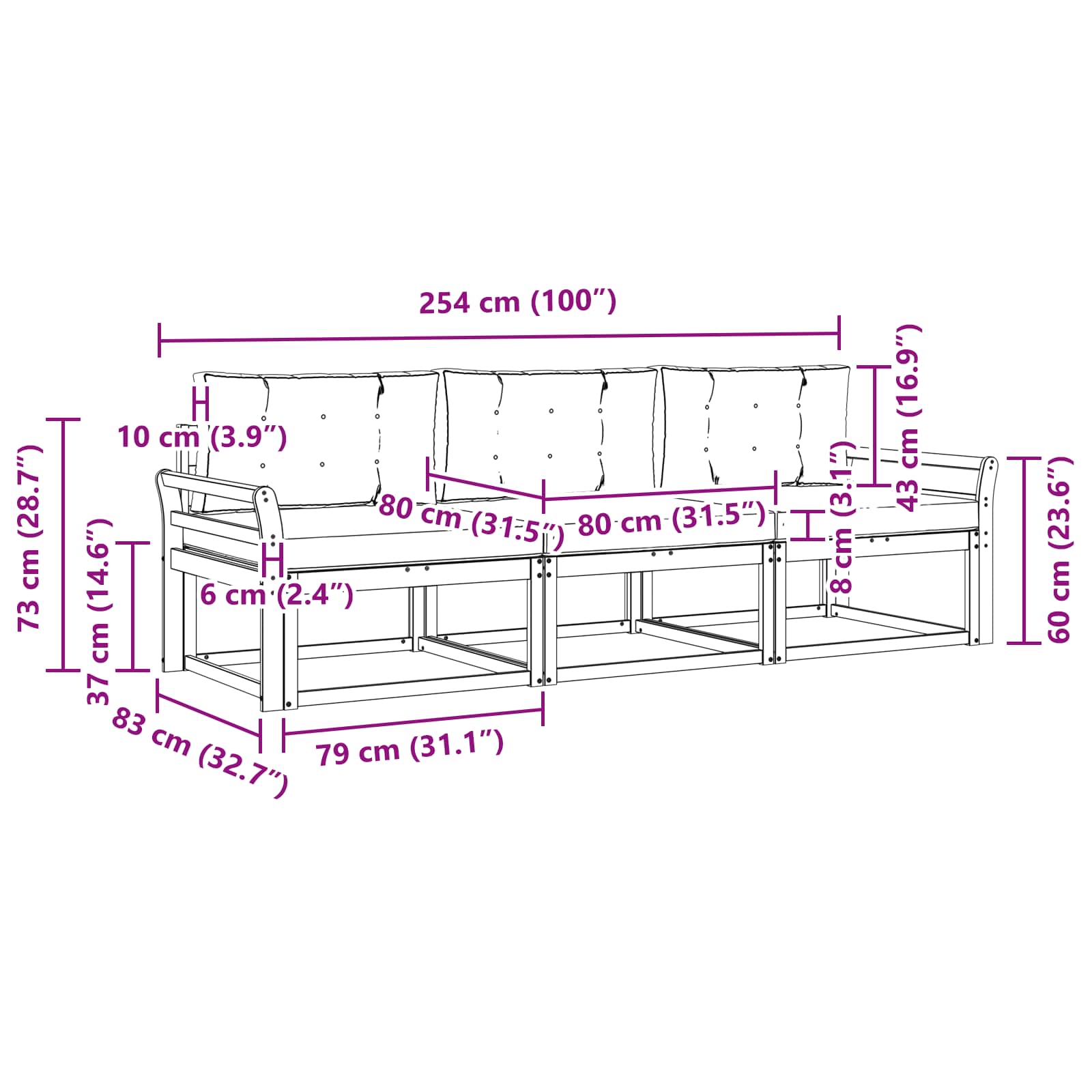 Set vanjskih sofa 3 pcs Bijela i svjetlosiva Poliester