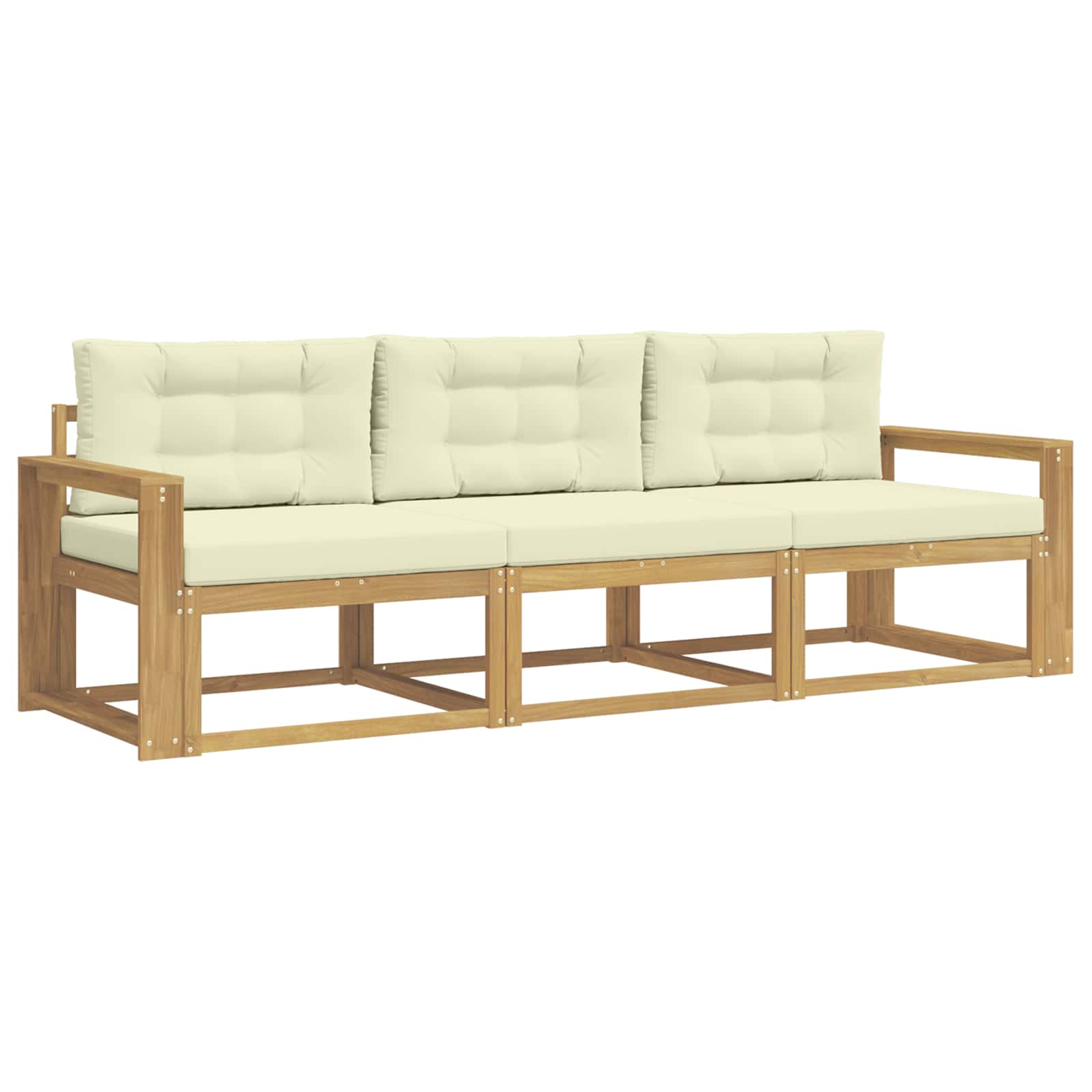 Set vanjskih sofa s jastukom 3 pcs Bijela i krem Poliester