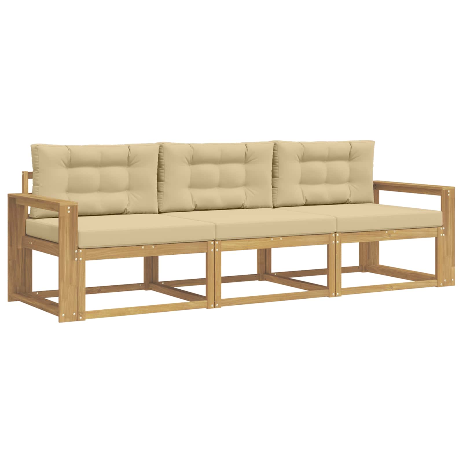 Set vanjskih sofa s jastukom 3 pcs Bijela i bež Poliester