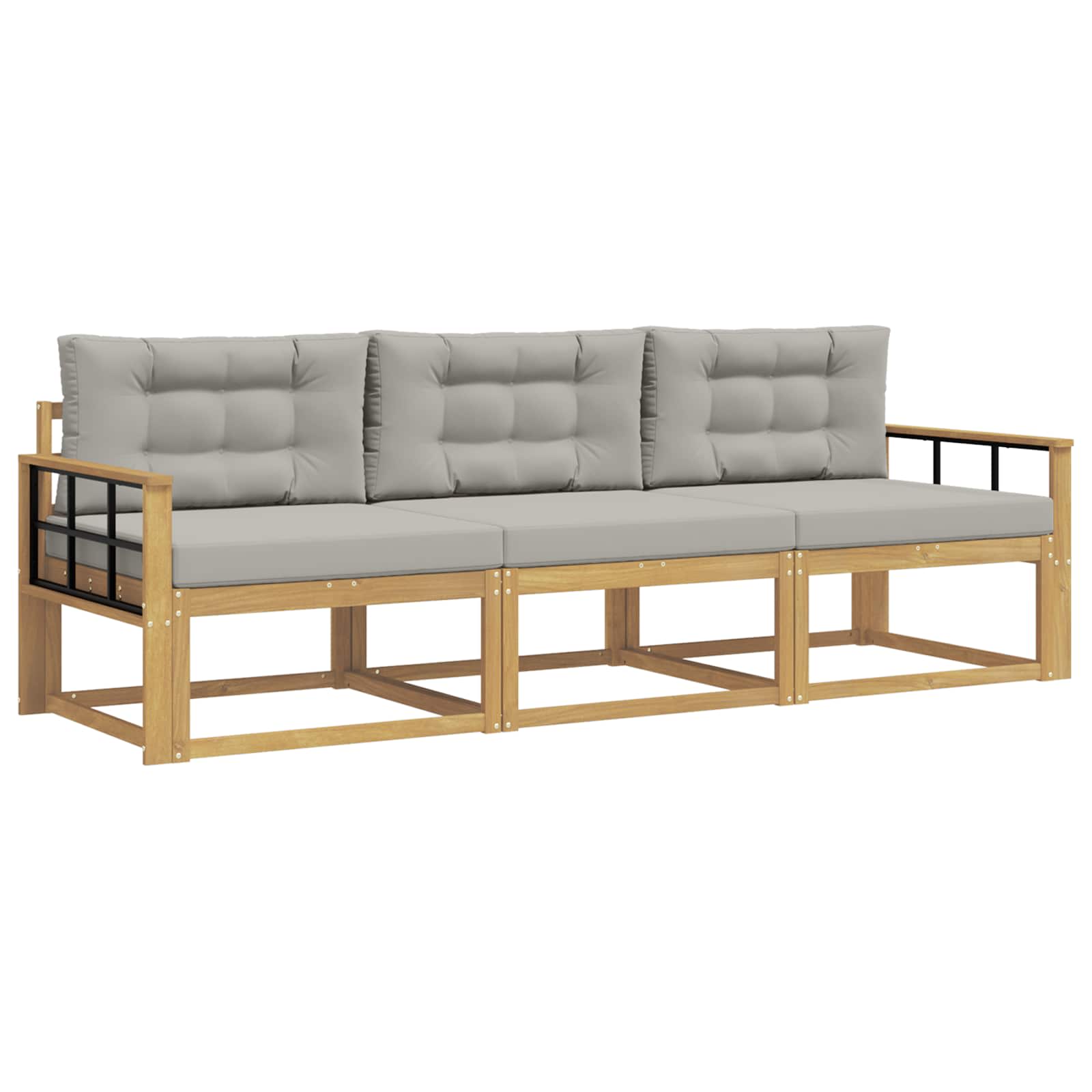 Set vanjskih sofa 3 kom. Bijela i svjetlosiva Poliester
