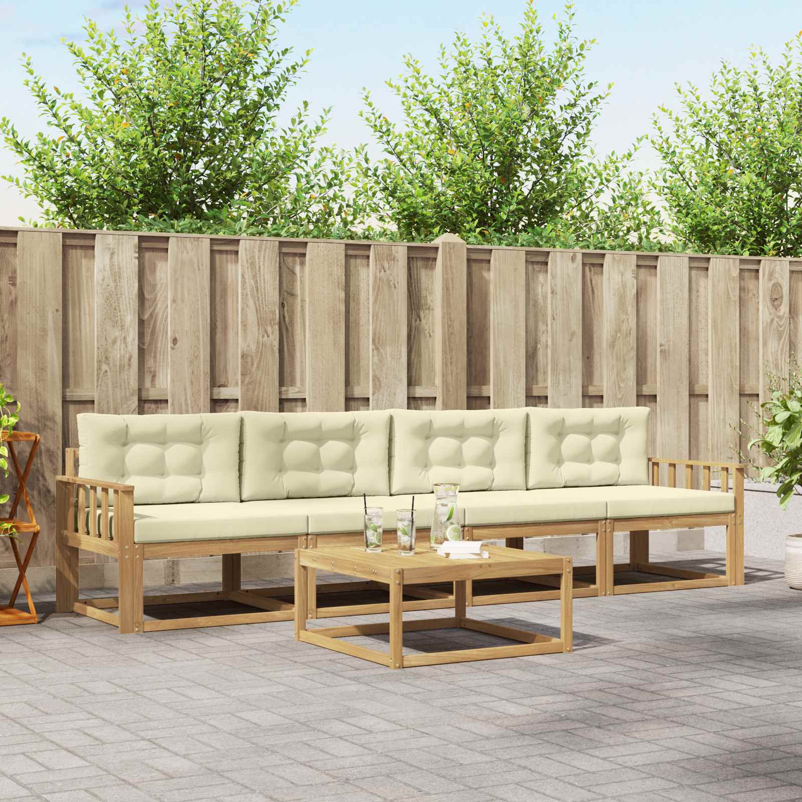 Set vanjskih sofa 4 kom. Bijela i krem