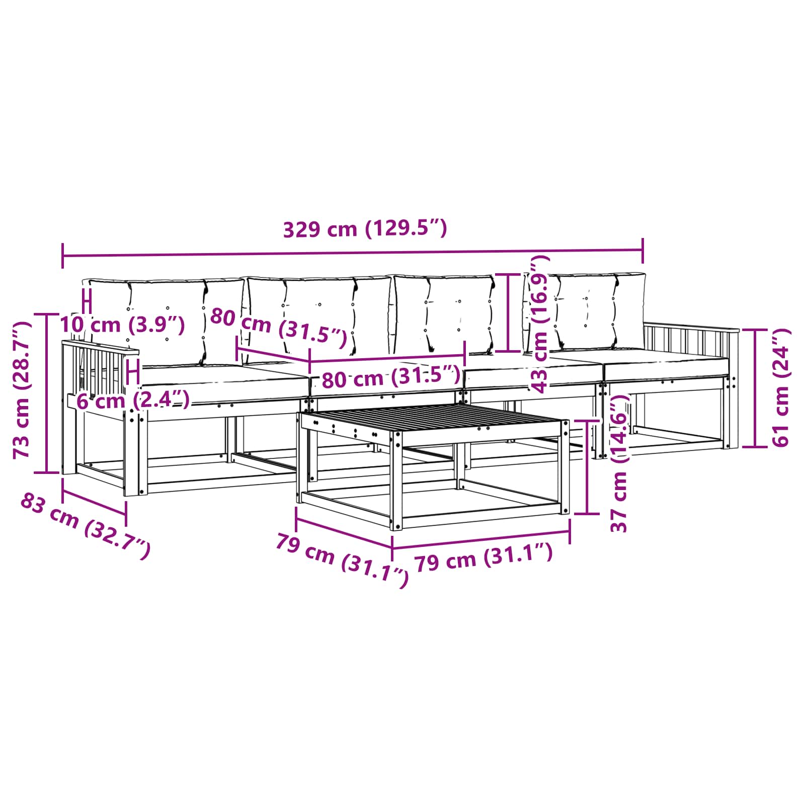 Set vanjskih sofa 4 kom. Bijela i krem