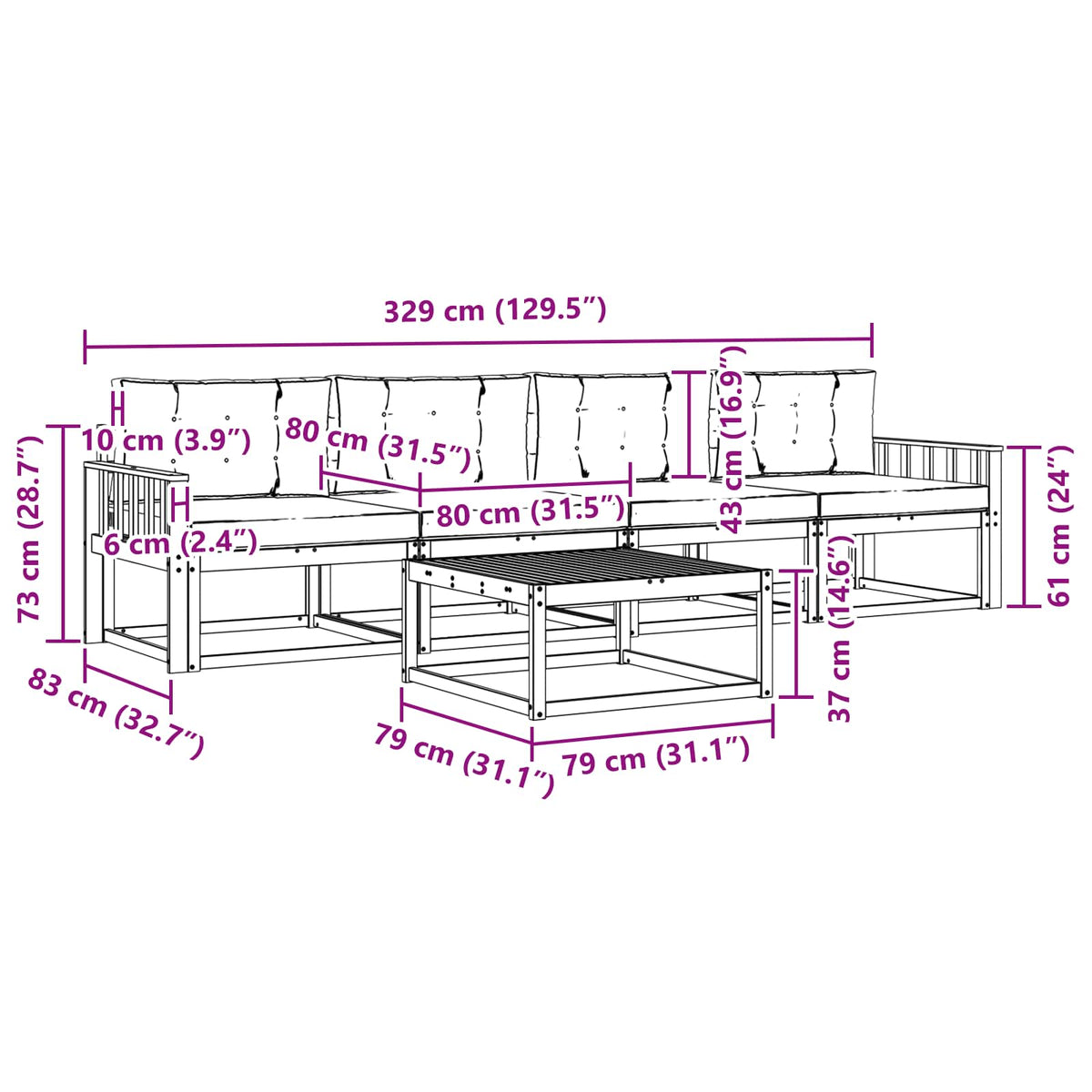 Set vanjskih sofa 4 kom. Bijela i bež
