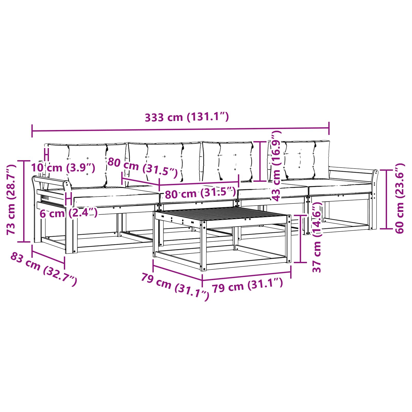 Set vanjskih sofa 4 kom. Bijela i krem