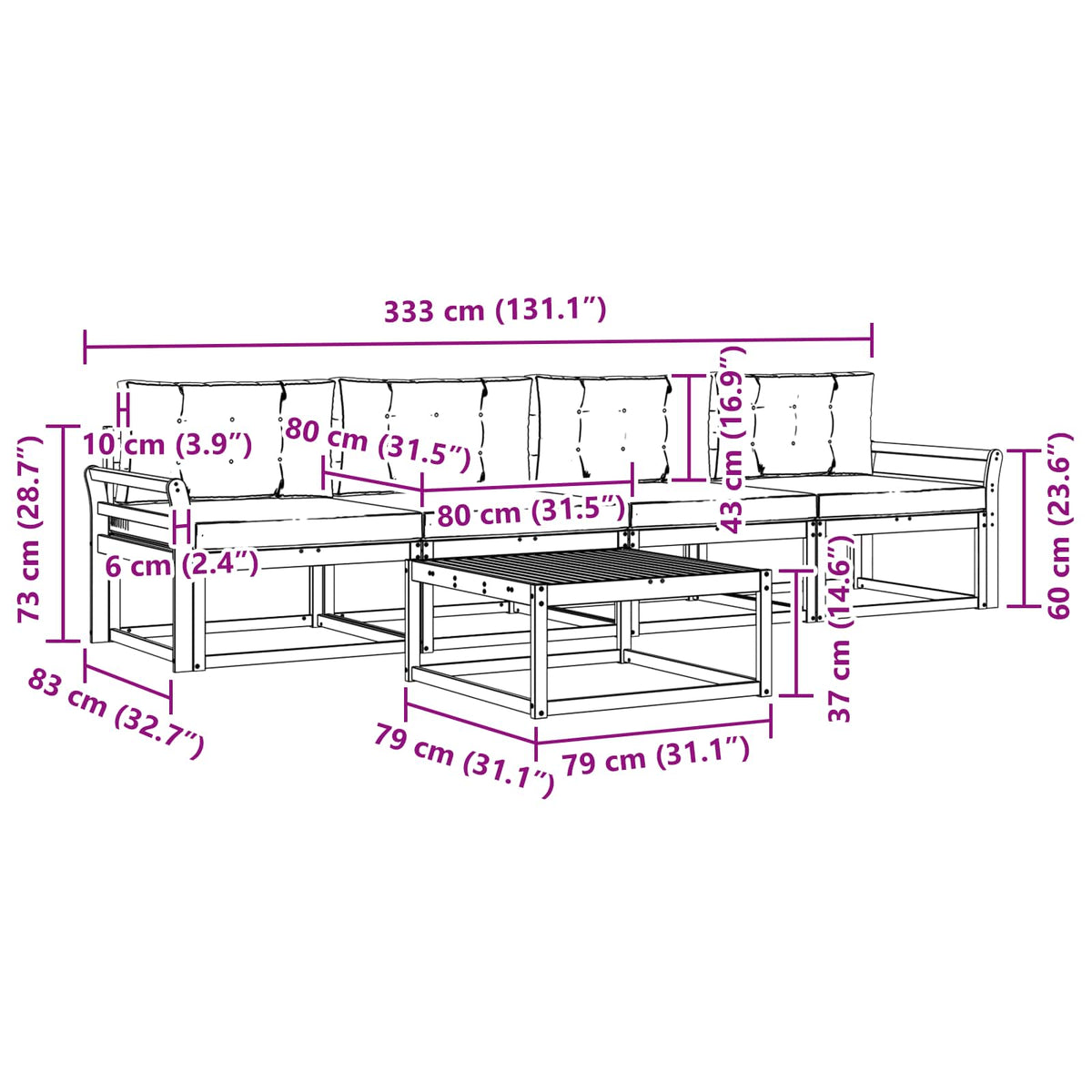 Set vanjskih sofa 4 kom. Bijela i bež
