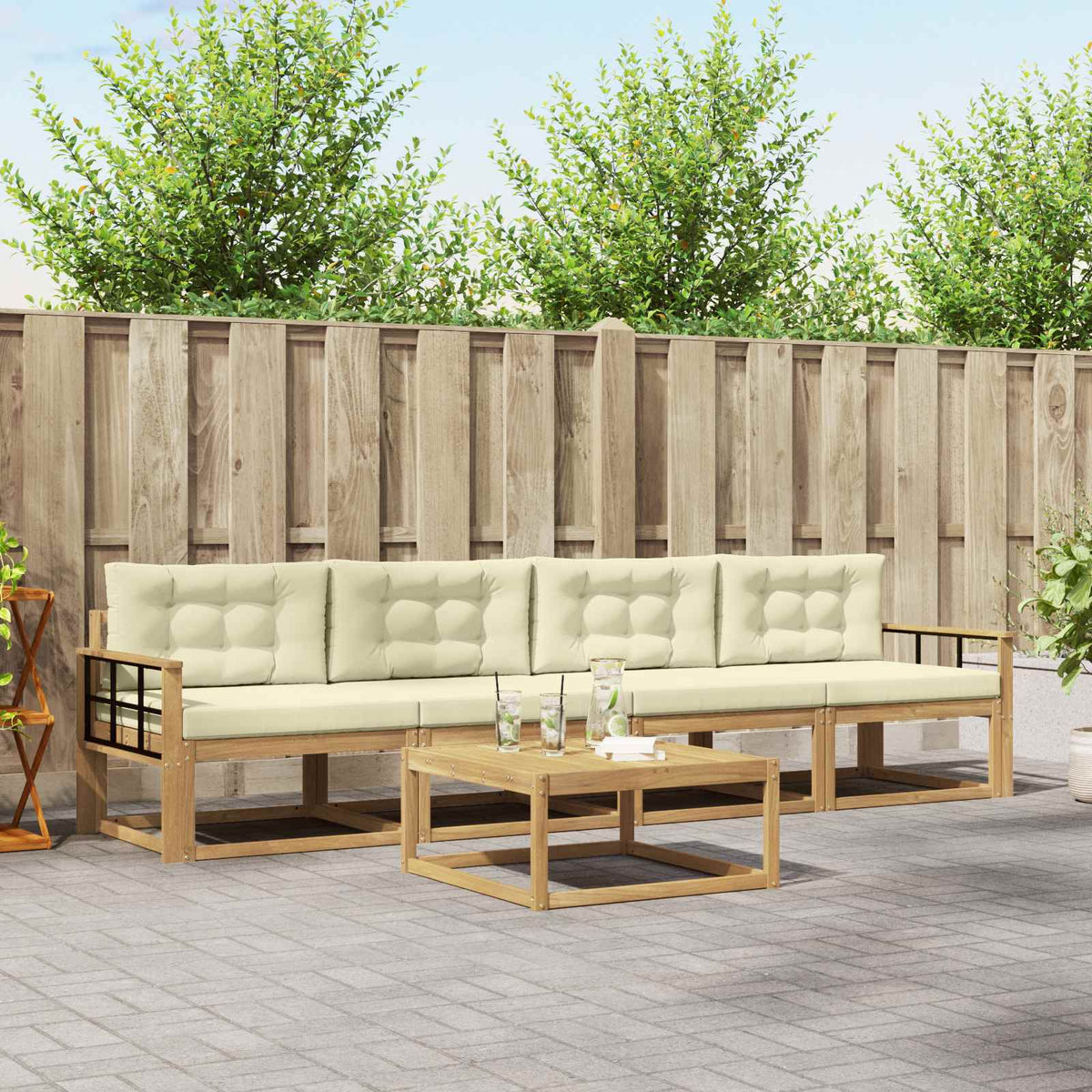 Set vanjskih sofa 4 kom. Bijela i krem