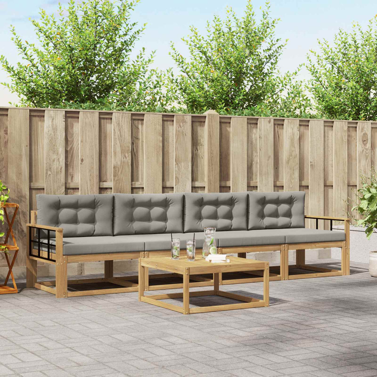 Set vanjskih sofa 4 kom. Bijela i svjetlosiva