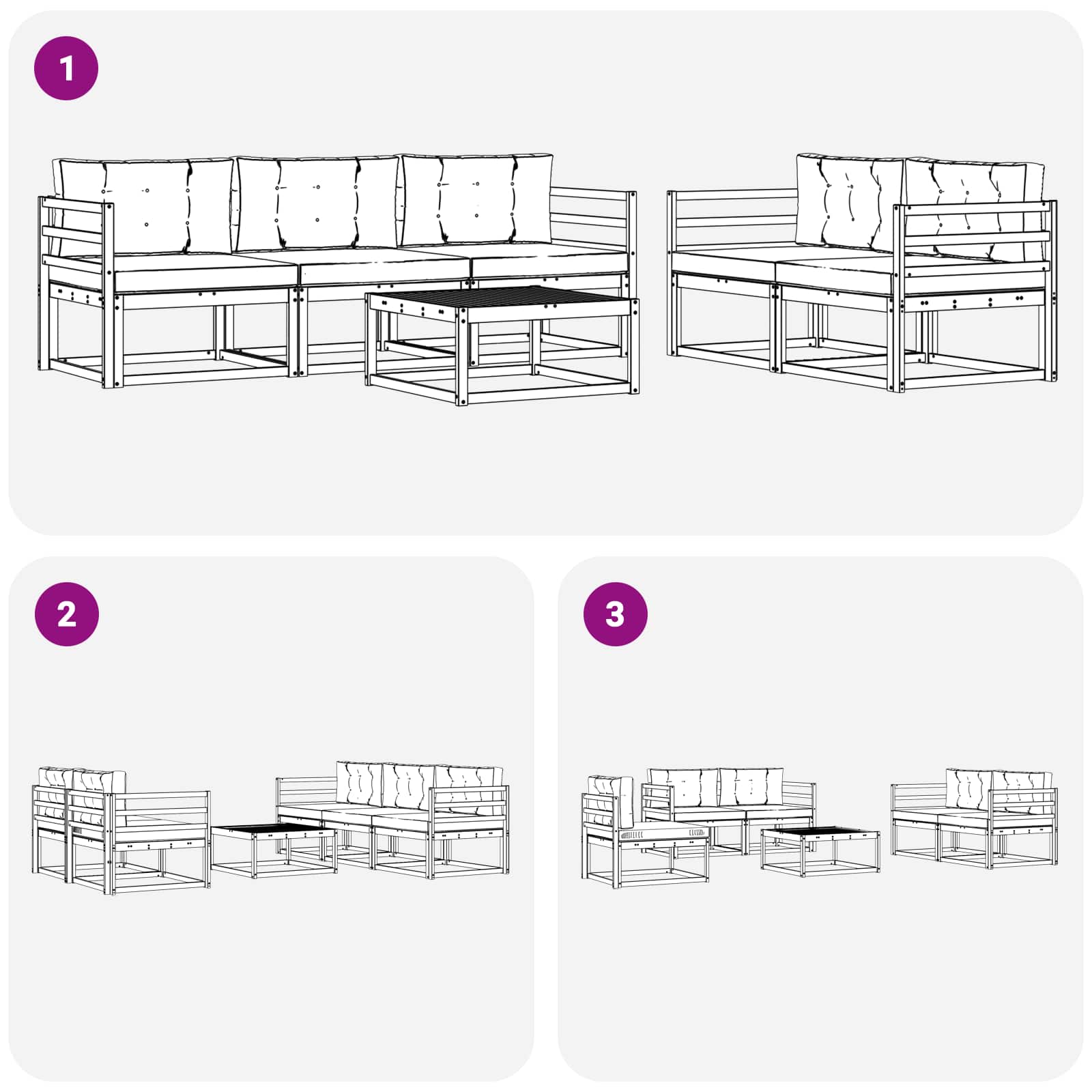Set vanjskih sofa s jastukom 6 pcs Bijela i svjetlosiva