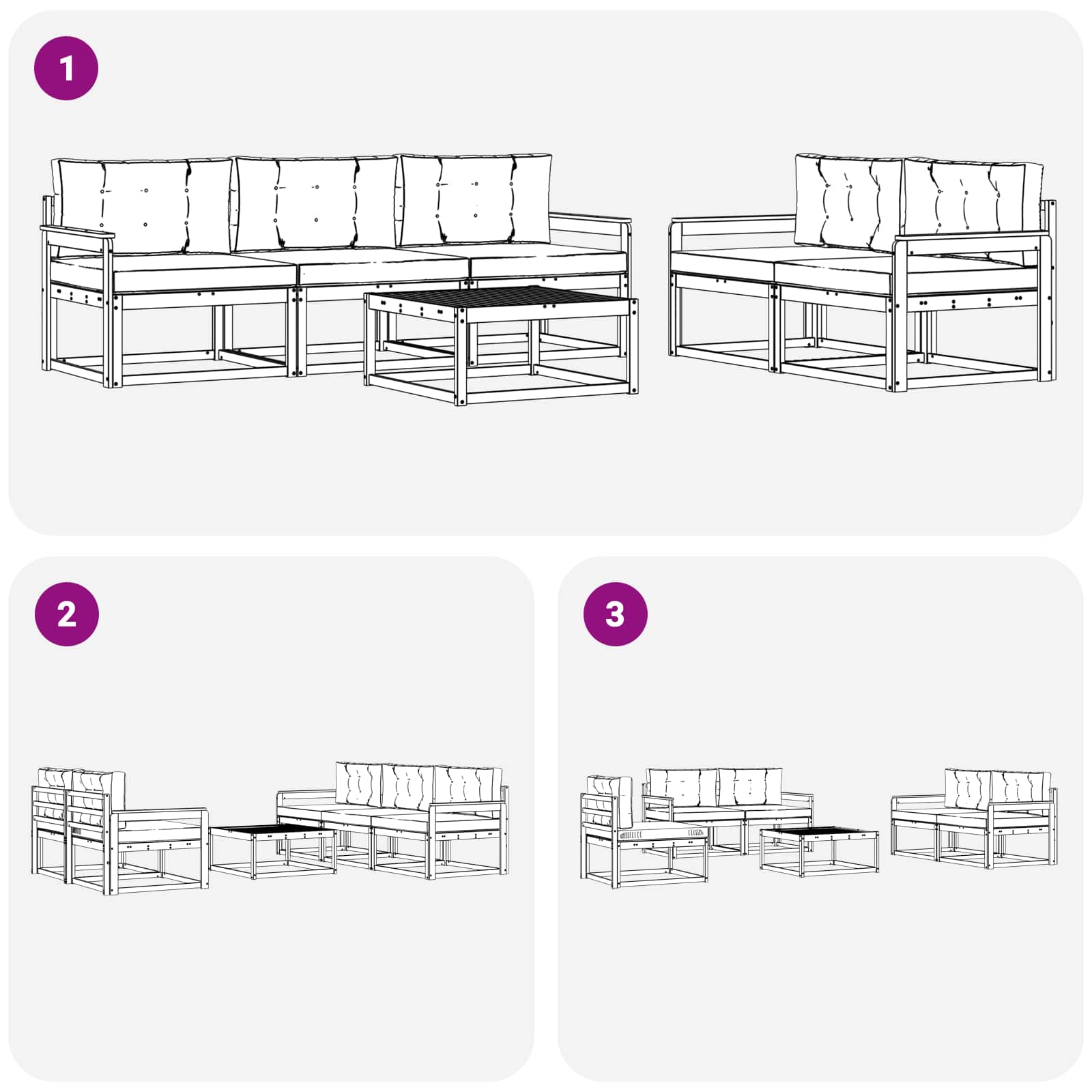 Set vanjskih sofa s jastukom 6 pcs Bijela i krem