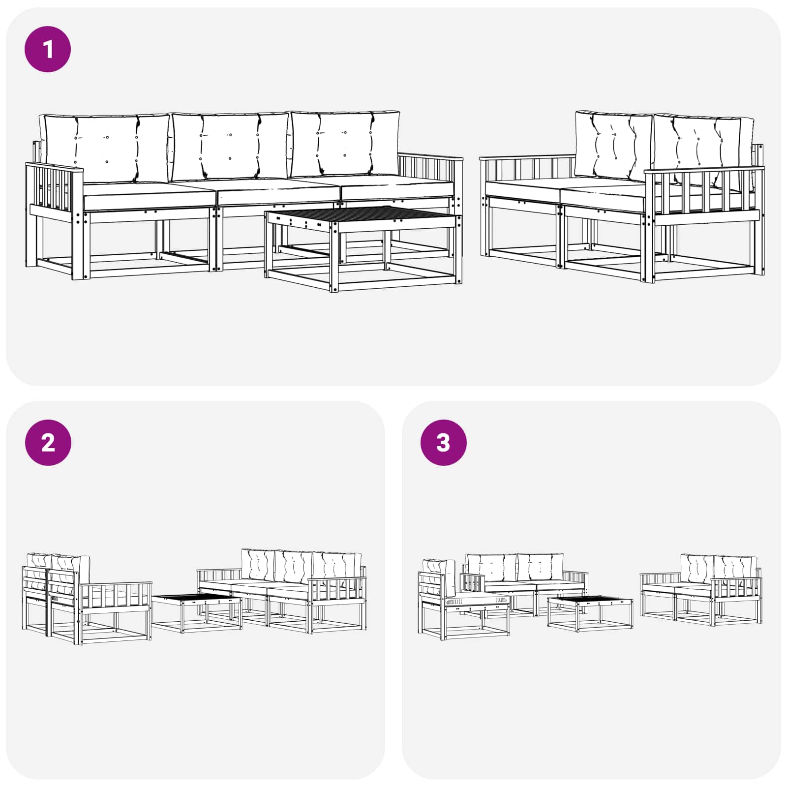 Set vanjskih sofa 6 kom. Bijela i antracit