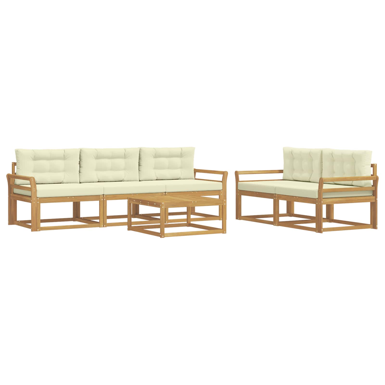 Set vanjskih sofa s jastukom 6 pcs Bijela i krem