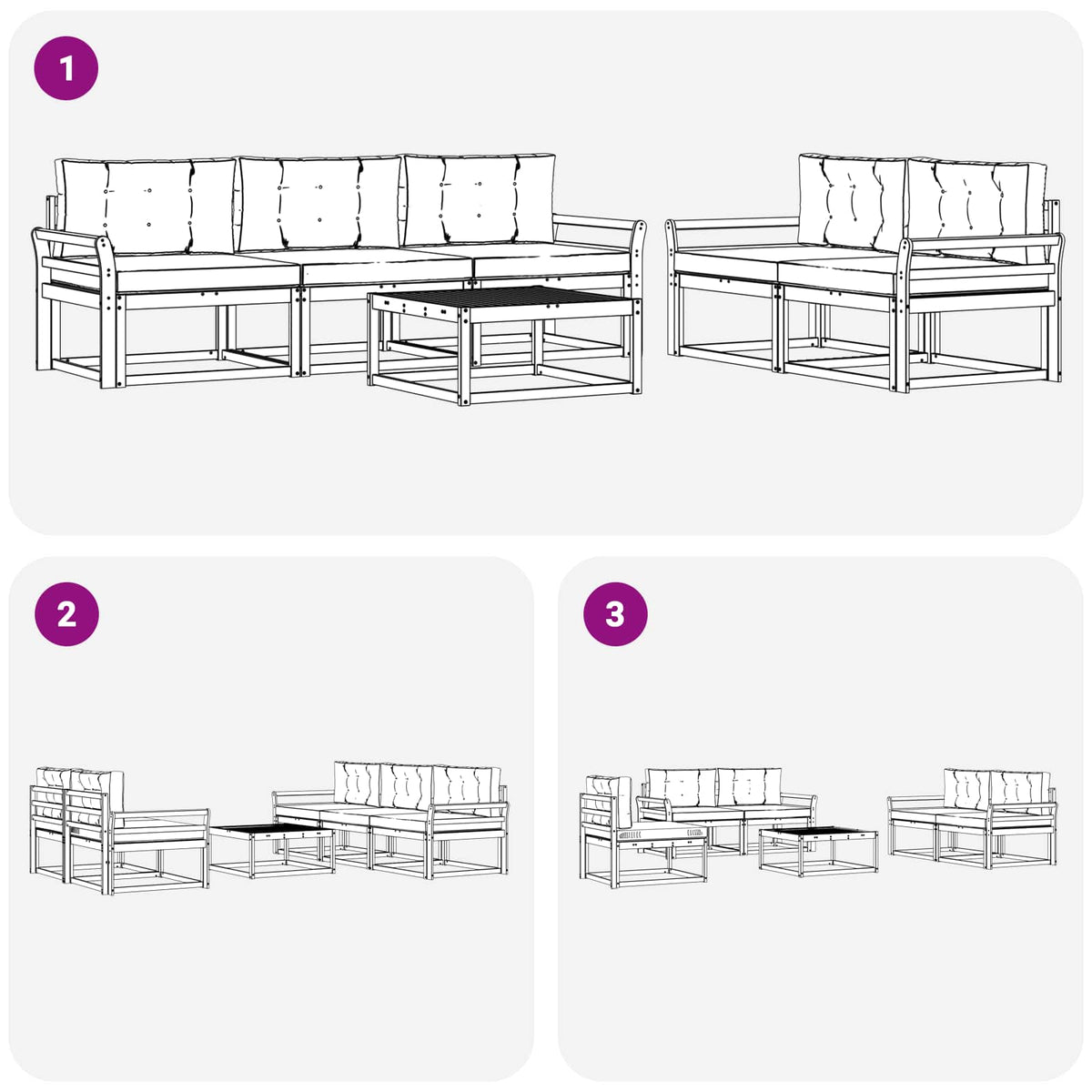 Set vanjskih sofa 6 kom. Bijela i krem