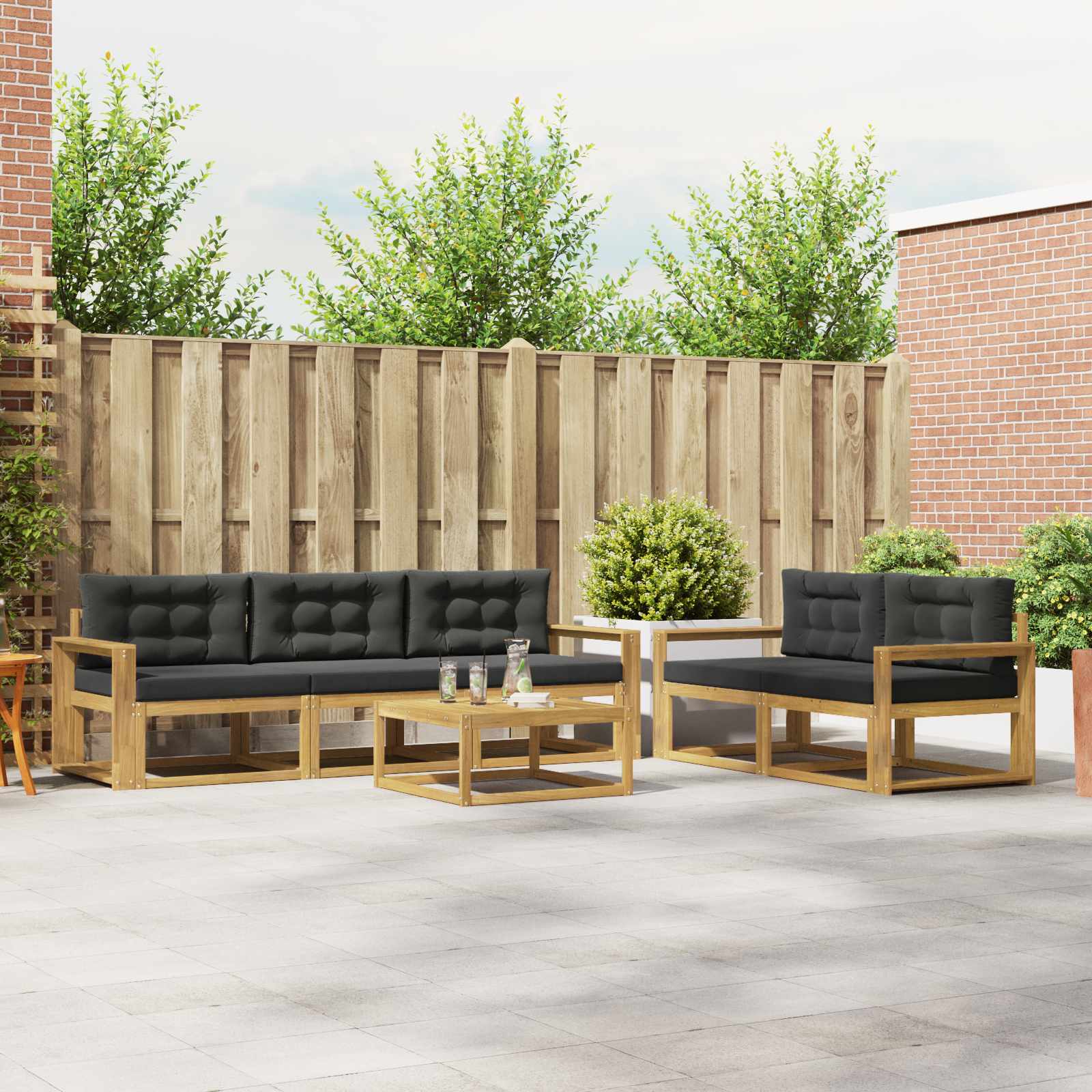 Set vanjskih sofa s jastukom 6 pcs Bijela i antracit
