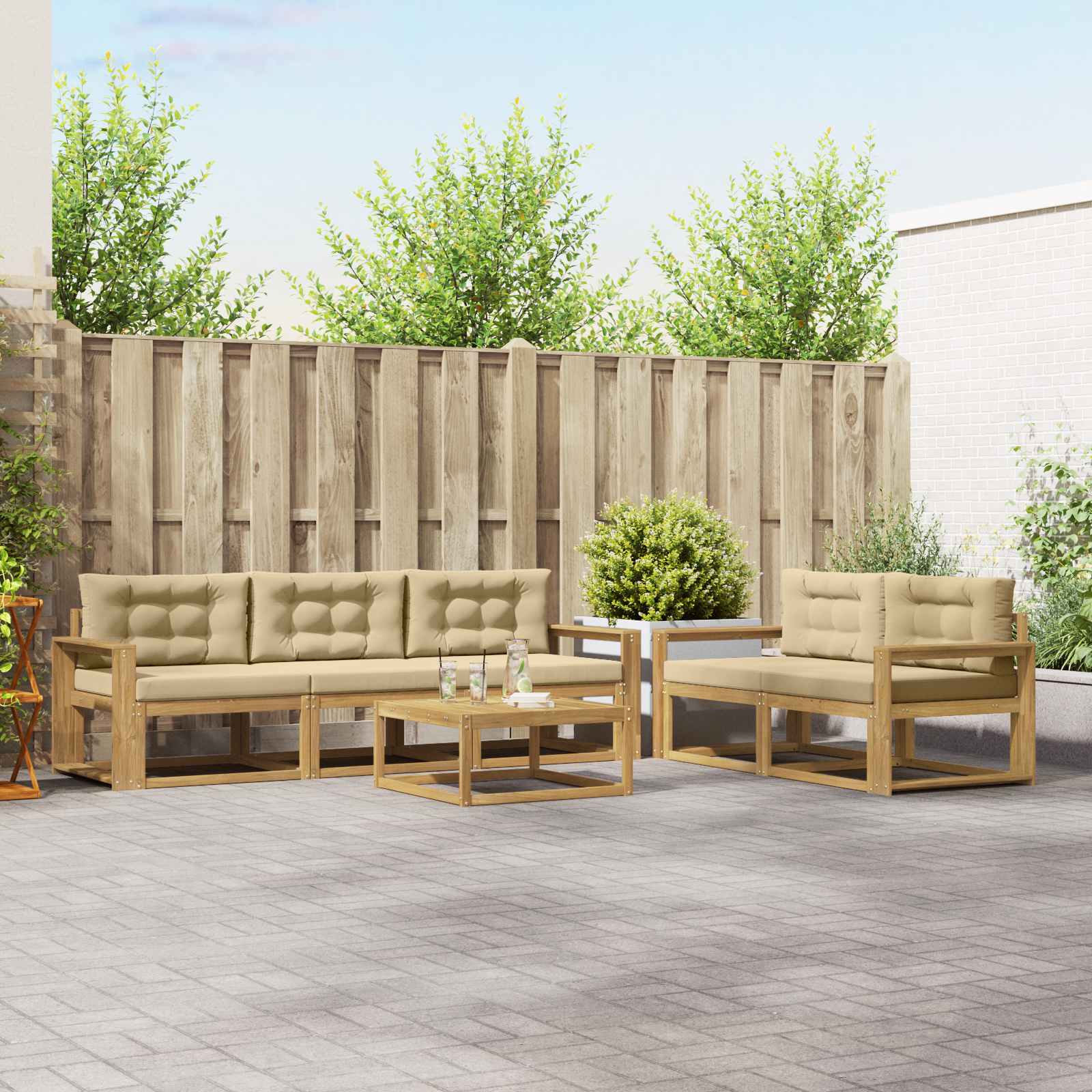 Set vanjskih sofa 6 kom. Bijela i bež