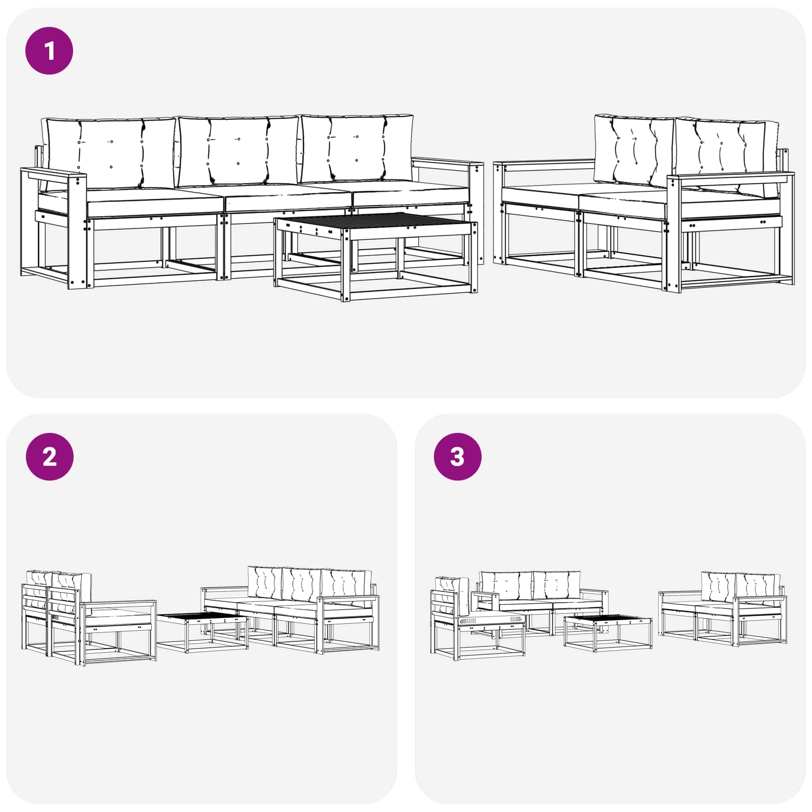 Set vanjskih sofa 6 kom. Bijela i bež